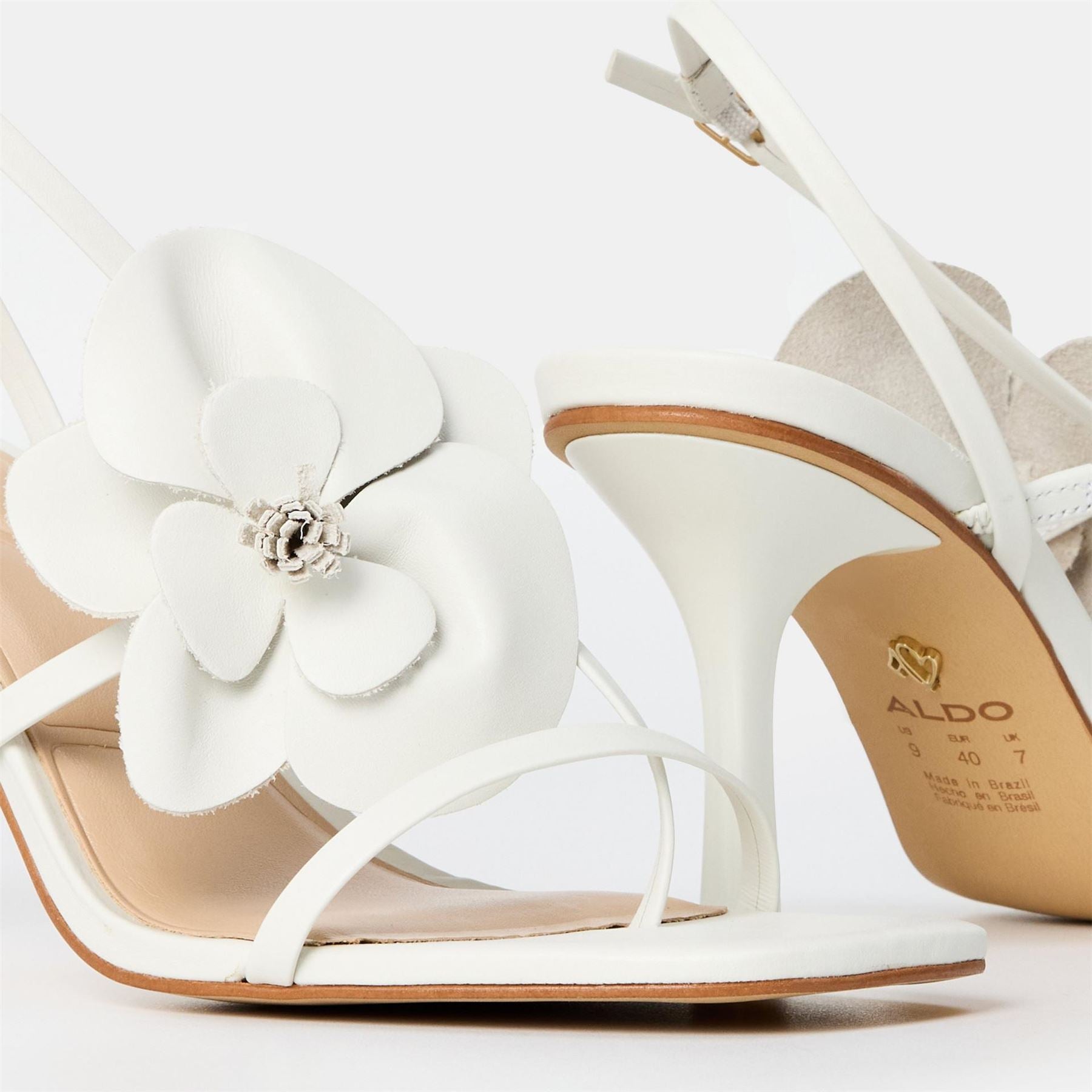 Aldo Floral Open Toe Stiletto Heeled Sandals