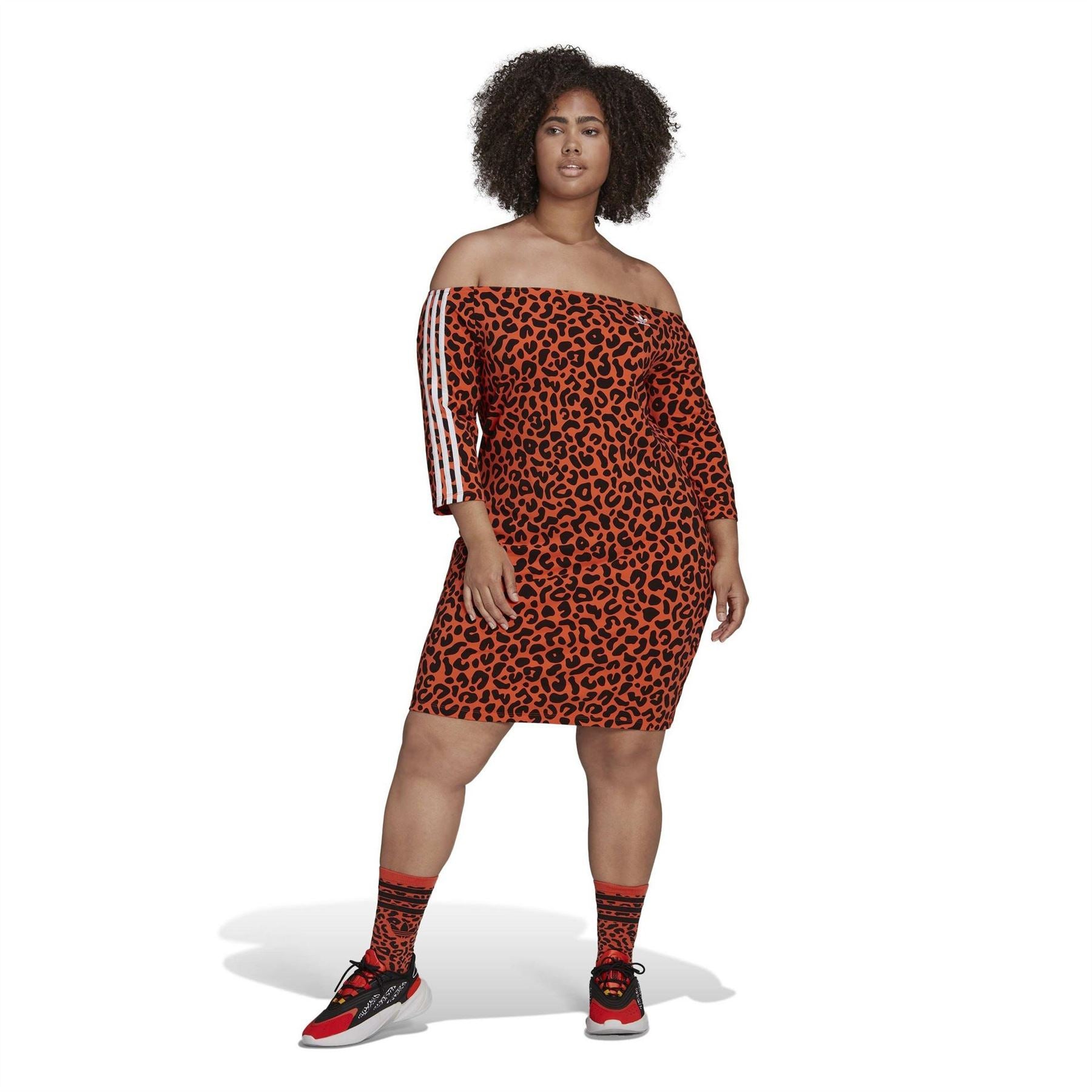 adidas Originals Off The Shoulder Mini Bodycon Dress