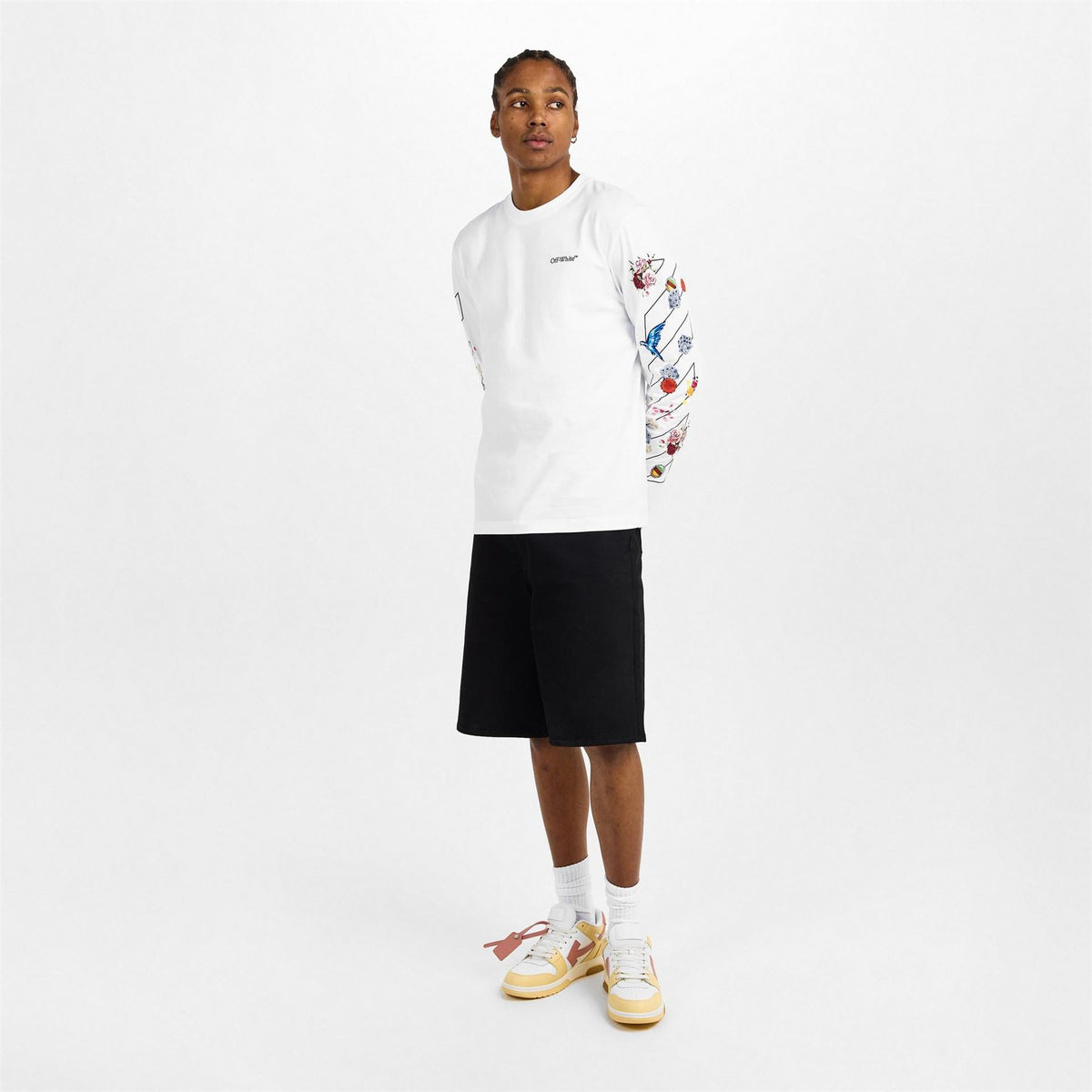 Off White Crew Neck Long Sleeve Jersey T-Shirt