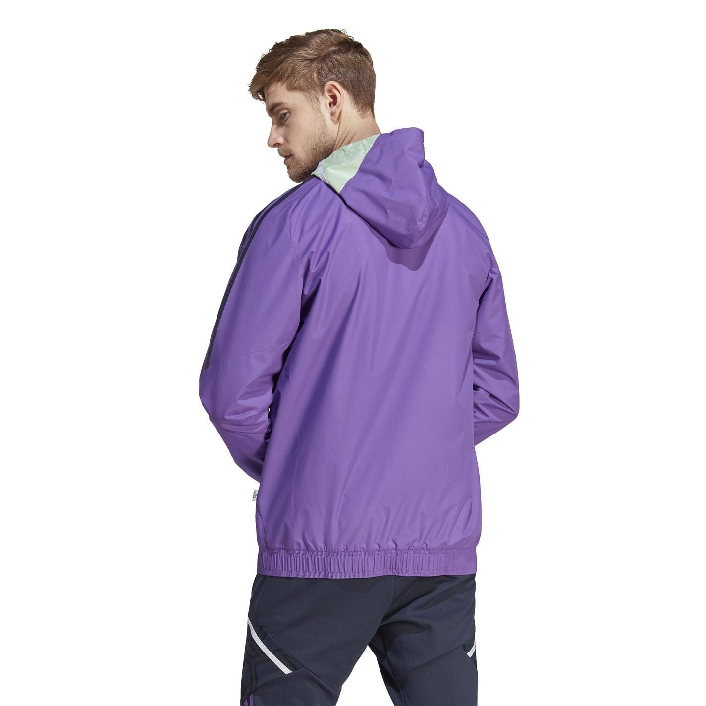 adidas Real Hooded Windbreaker with Side Stripes