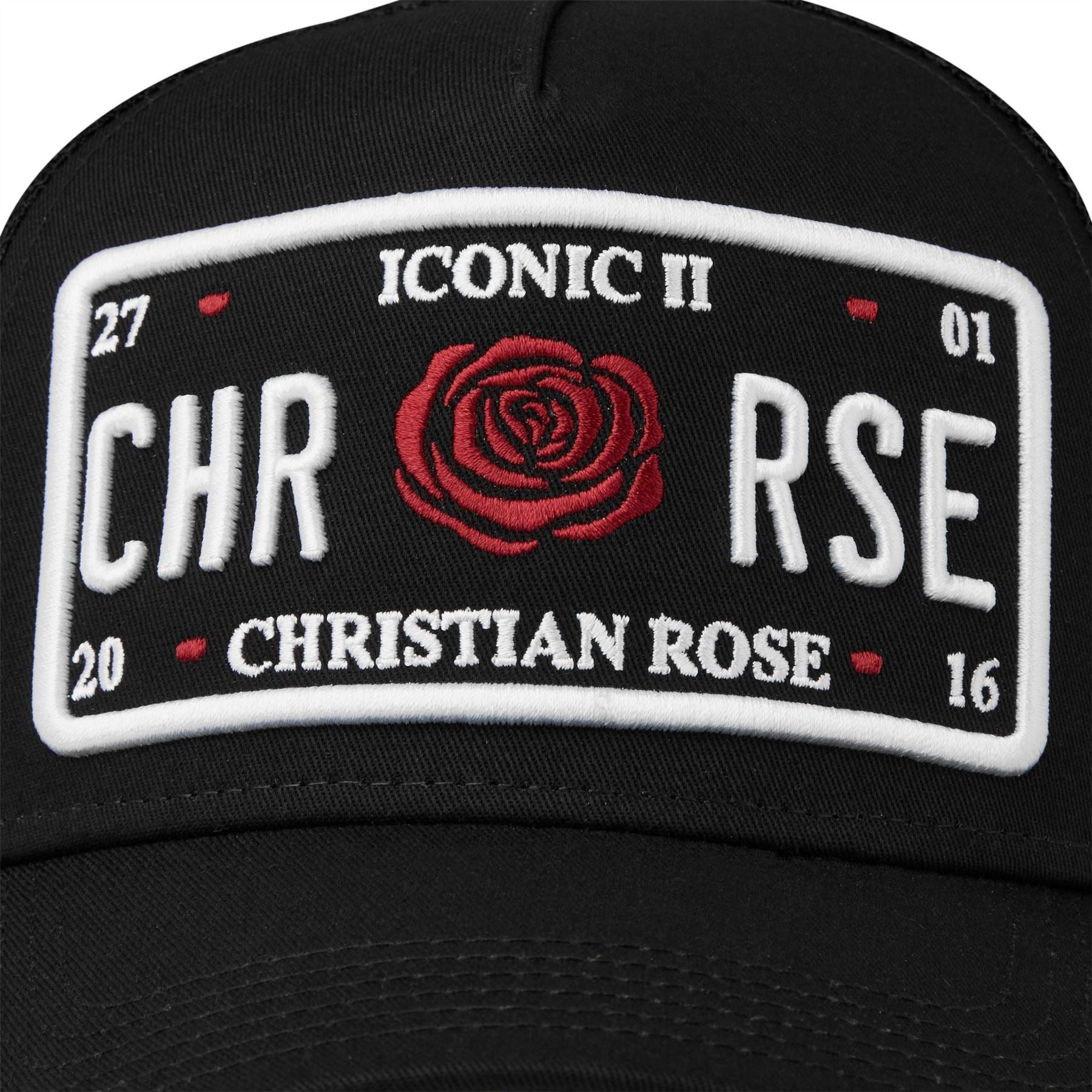 Christian Rose Ii Red Rose Plate Trucker Cap