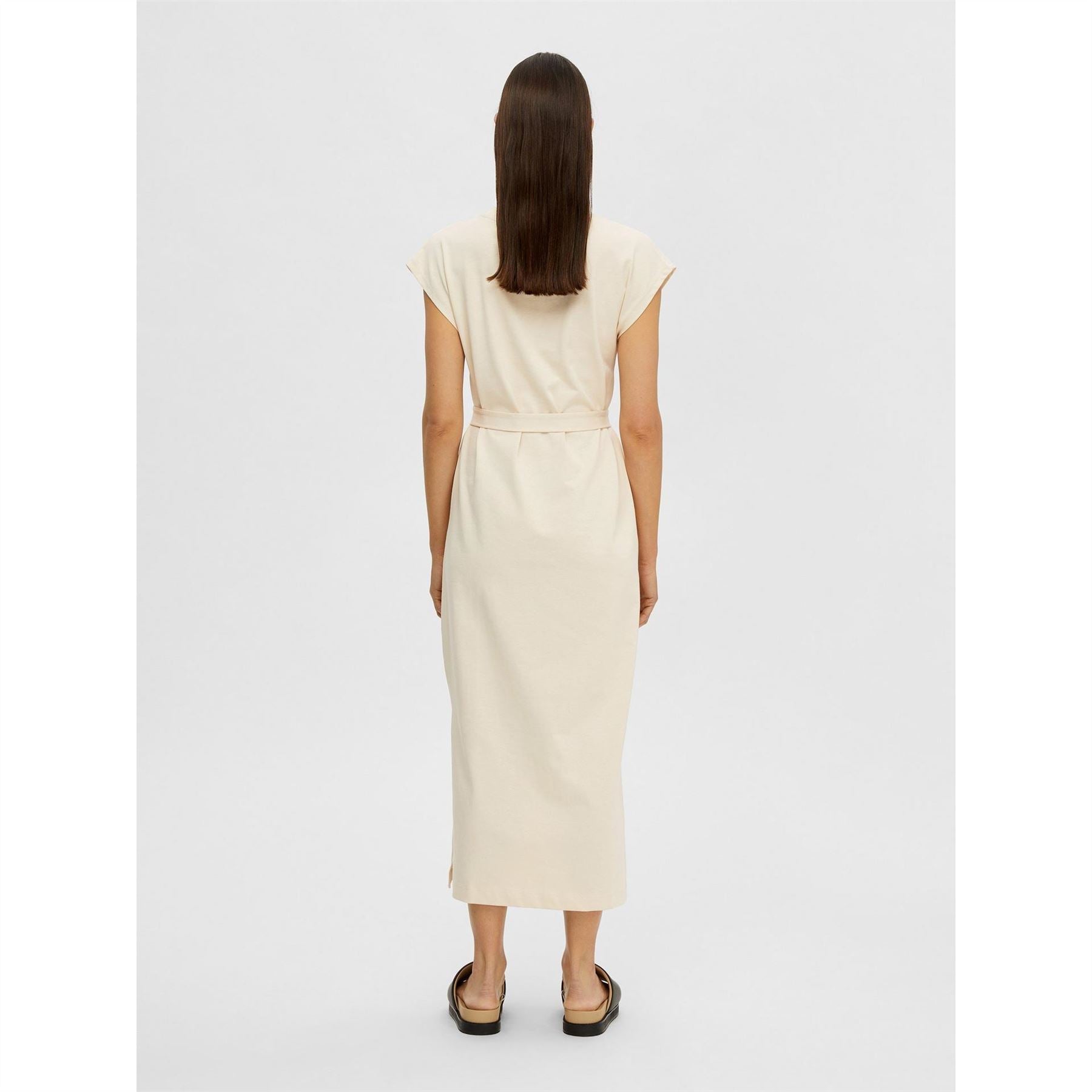 Selected Femme Cap Sleeve Belted Midi T-Shirt Dress
