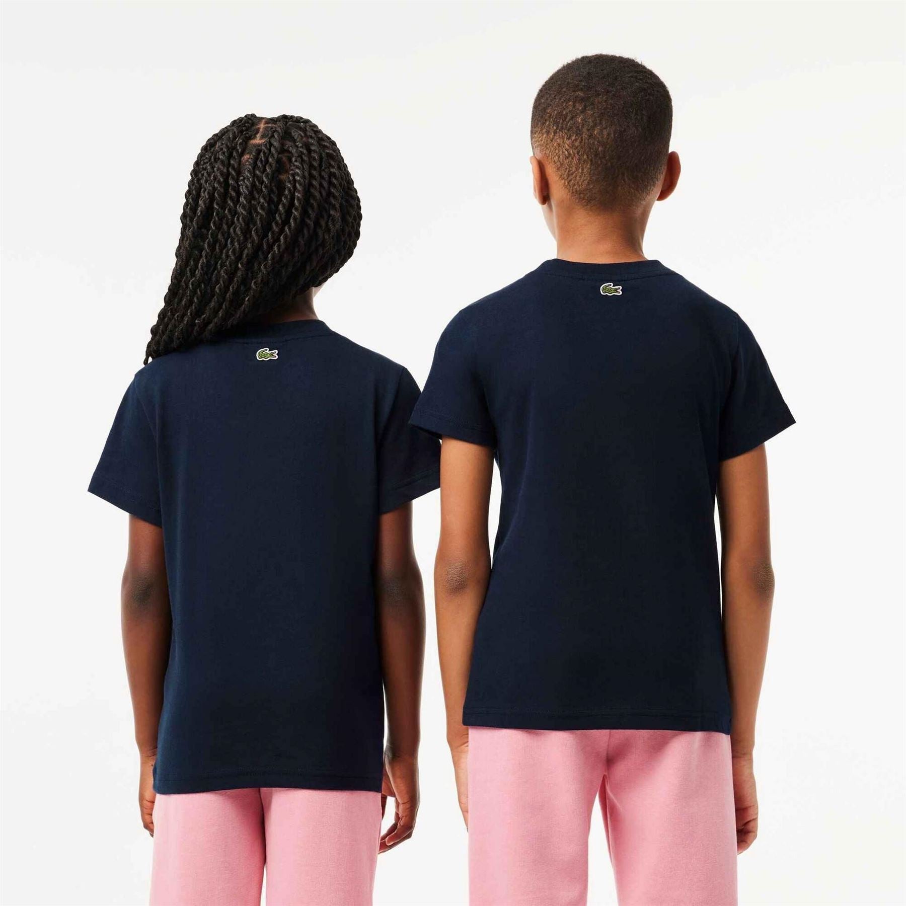 Lacoste Junior Crocodile Print Lacoste Lettering Regular Fit Crew Neck T-Shirt