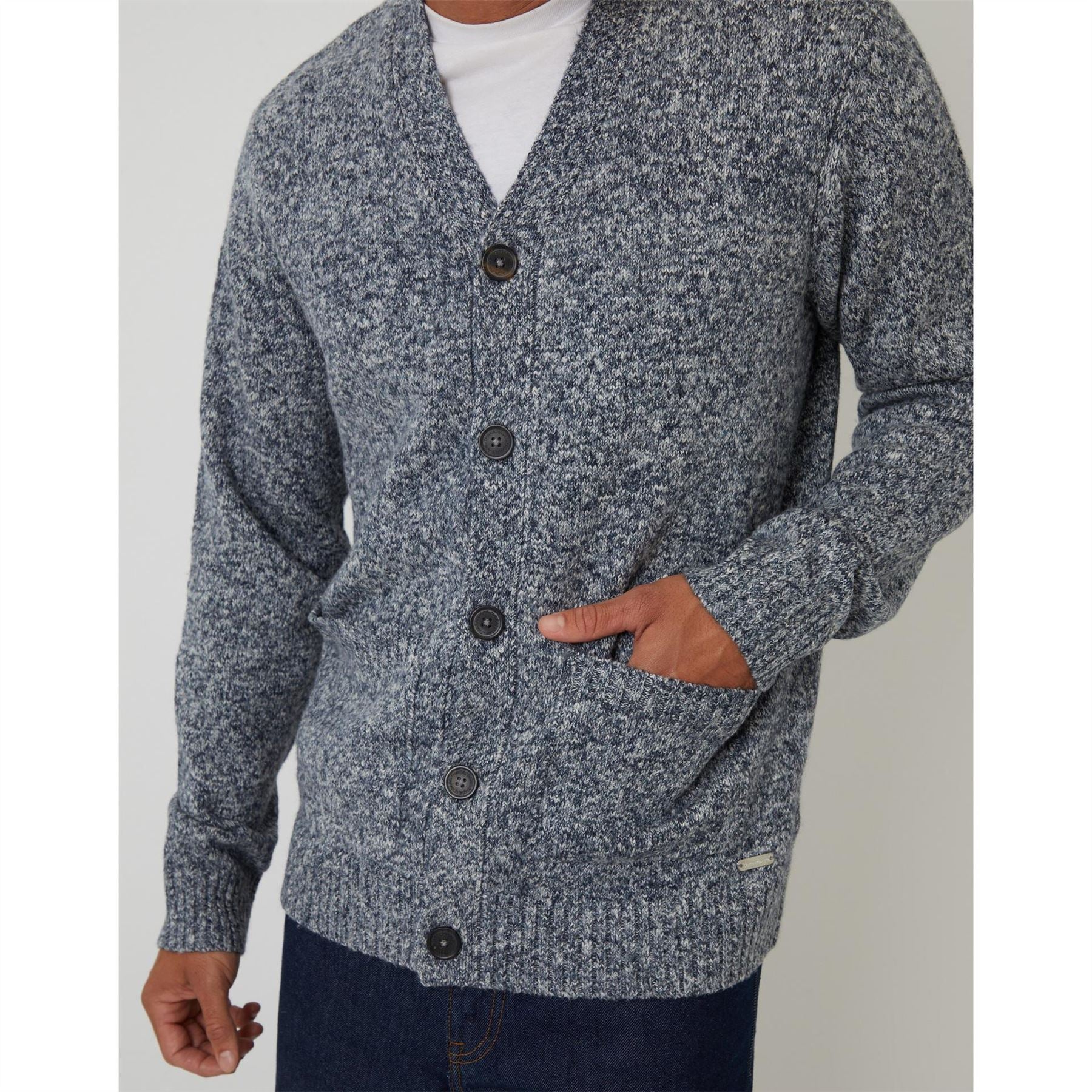 Threadbare Hadfield V-Neck Long Sleeve Button Sweater