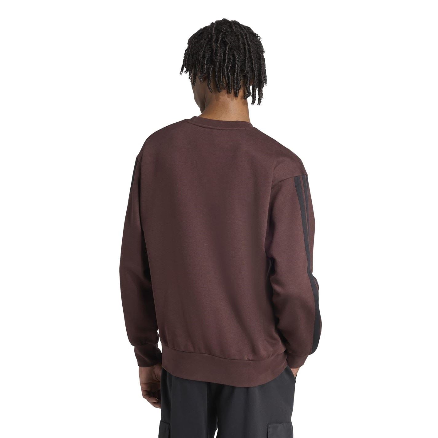 adidas Mens Essentials Crew 3 Stripes Pullover Sweatshirt