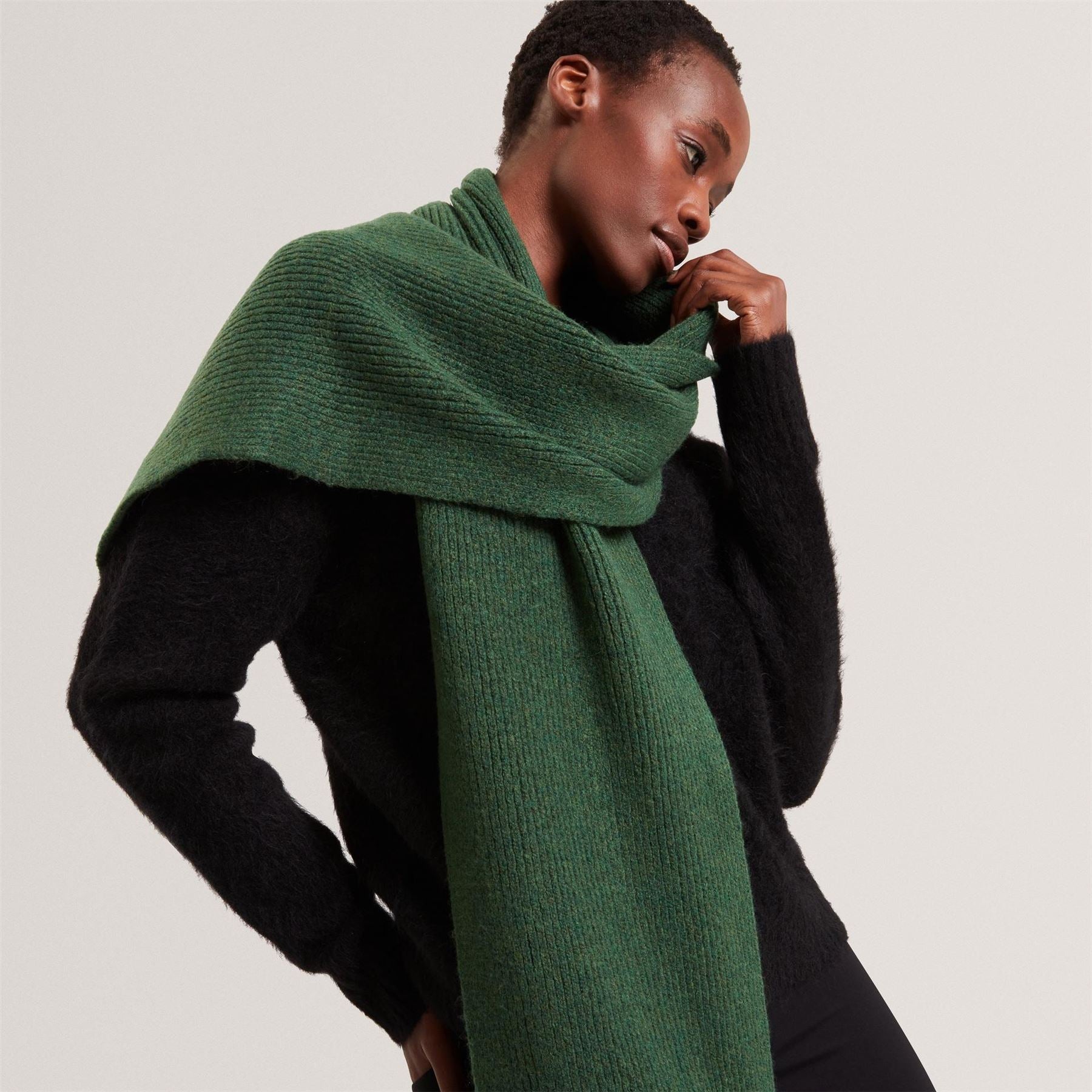Ted Baker Ribbed Knit Scarf with Logo