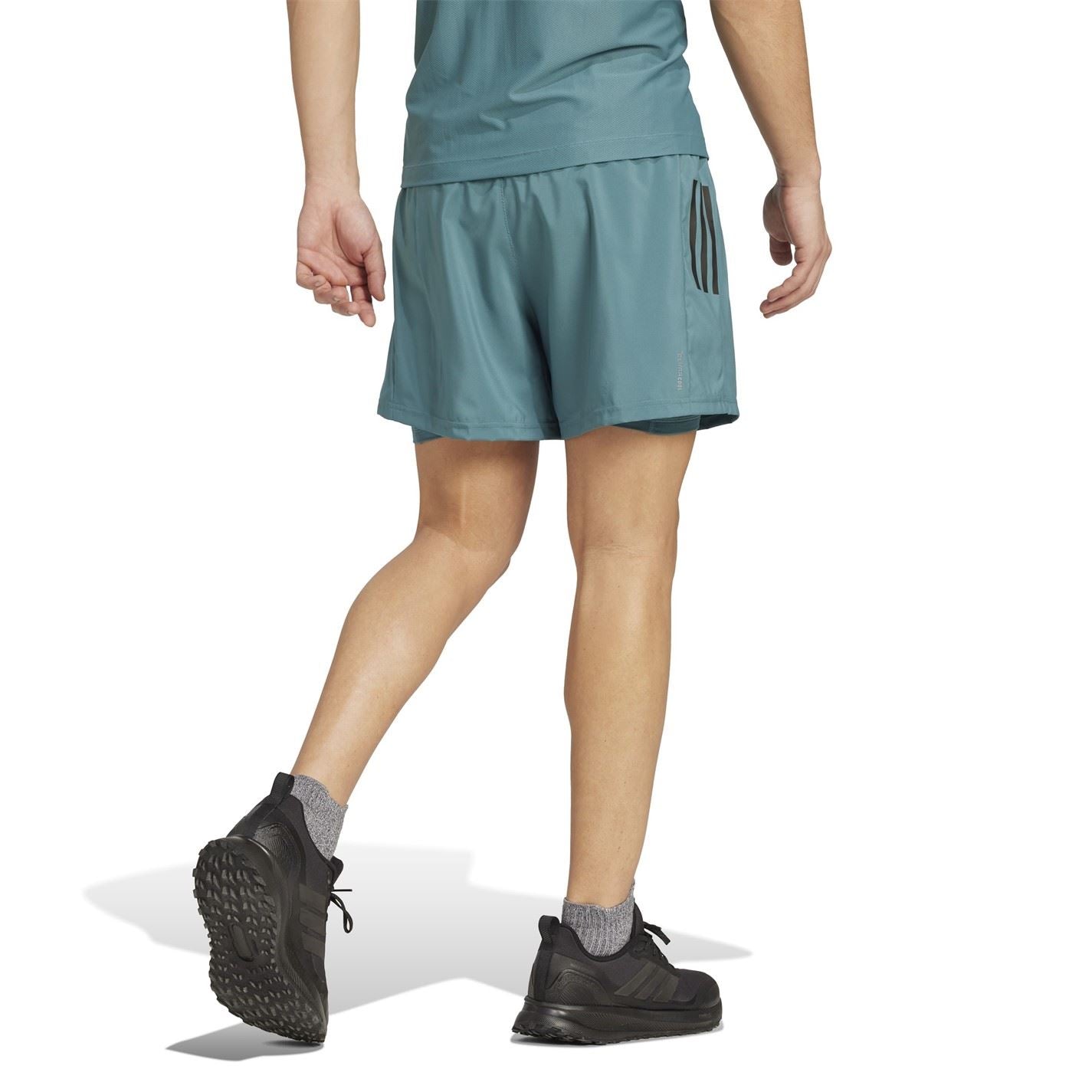 adidas Mens Own The Run 3 Stripes 2 In 1 Shorts