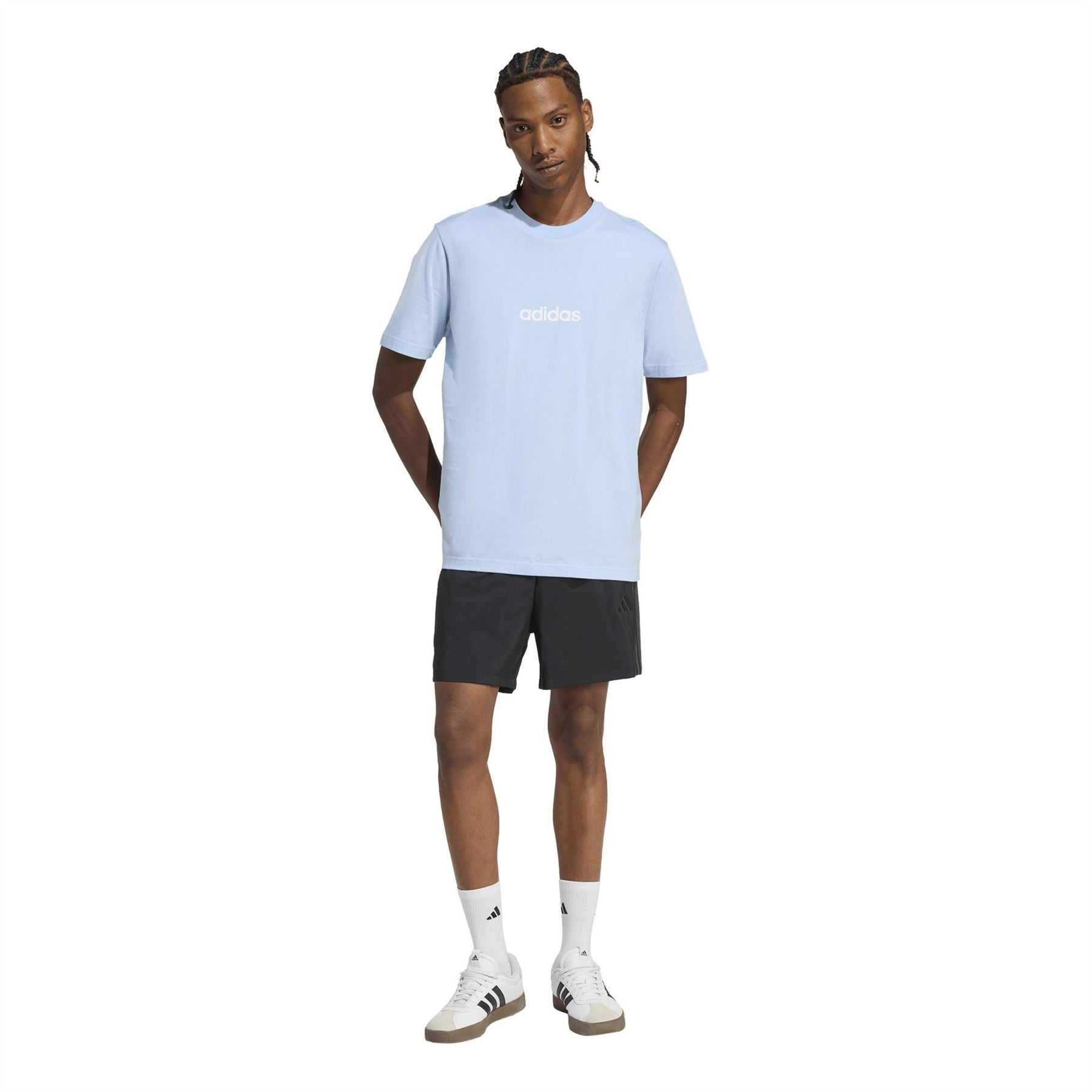 adidas Mens Essentials Single Jersey Linear Embroidered Logo T-Shirt