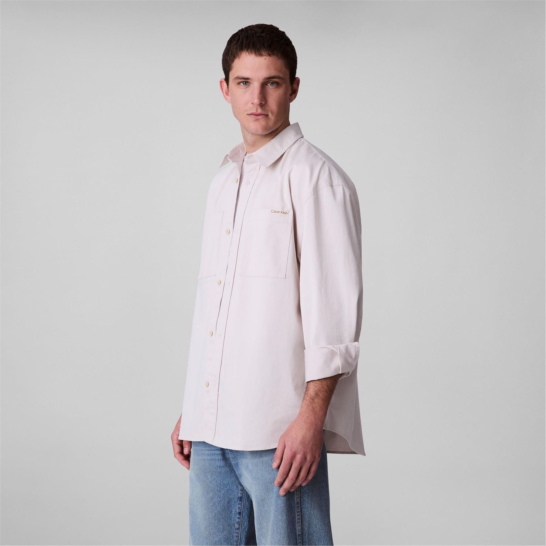 Calvin Klein Jeans Relaxed Chambray Cotton Long Sleeve Oversized Fit Overshirt