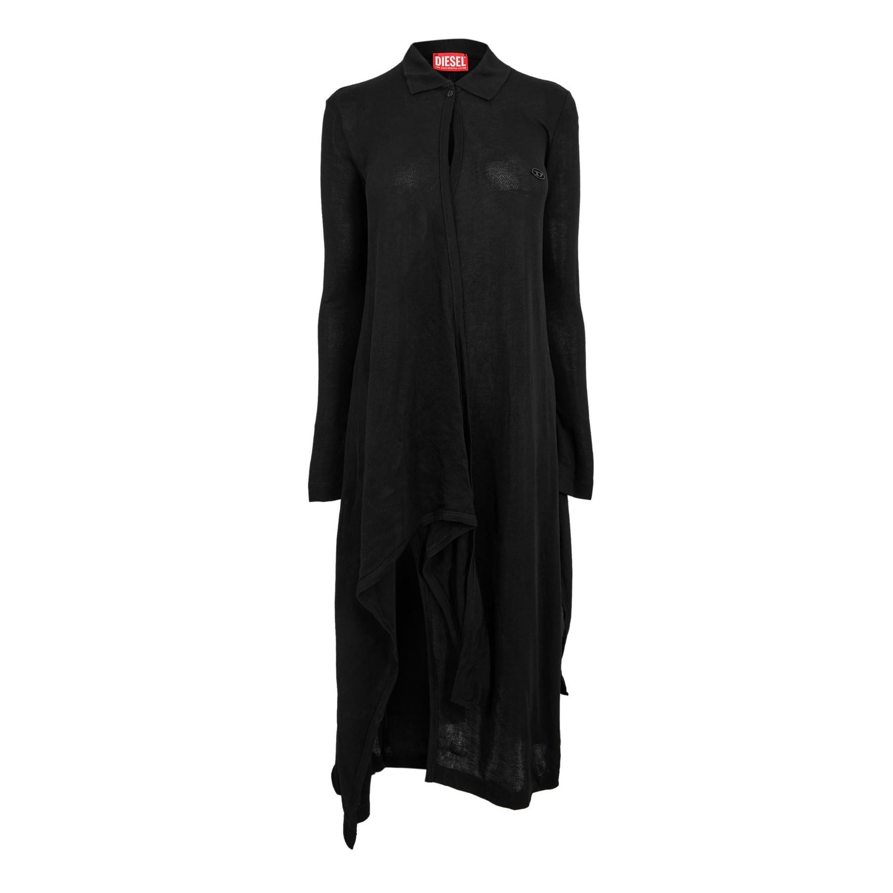 Diesel D Wrap Solid Patterned Long Sleeve Maxi Dress