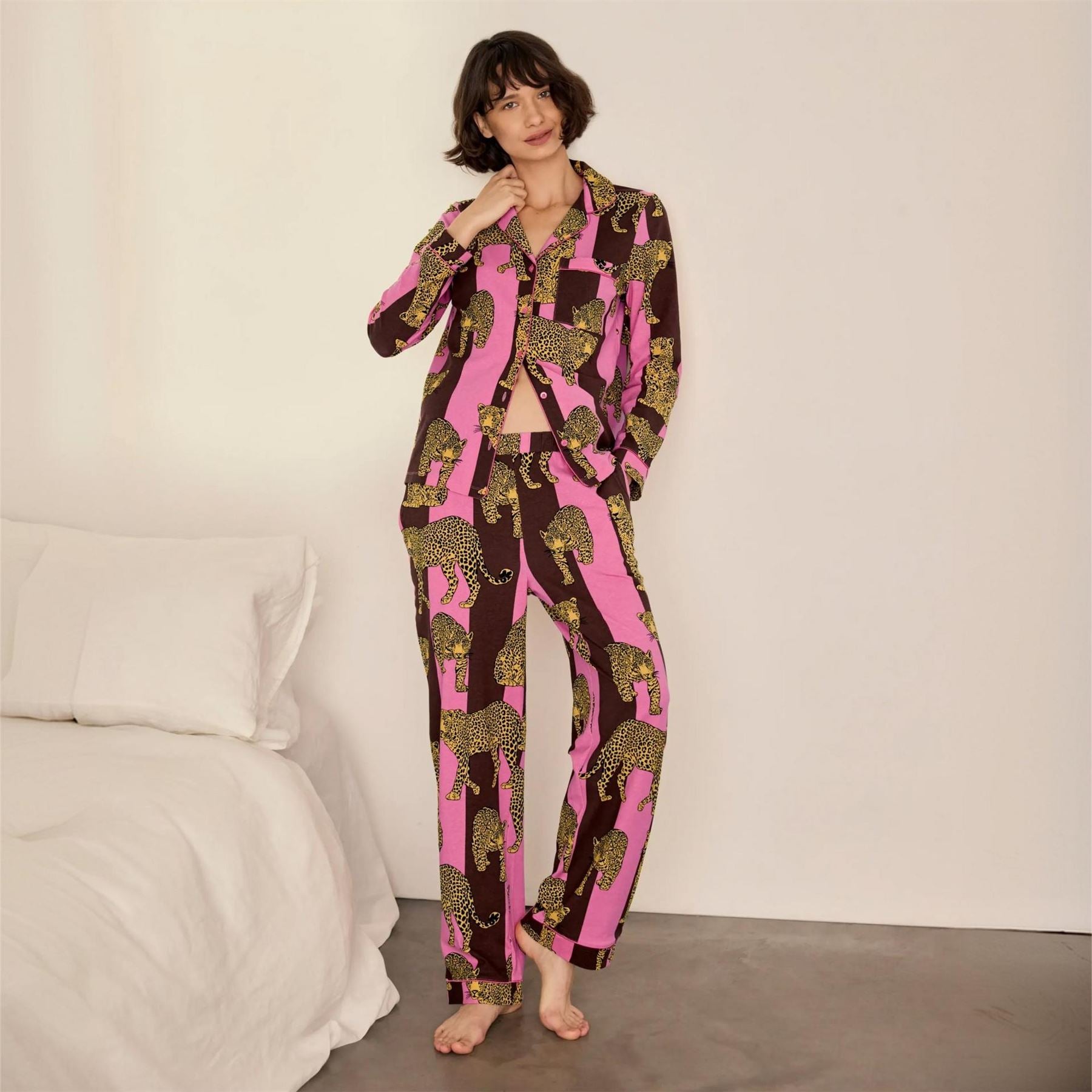 Chelsea Peers Long Sleeve Satin Shirt And Trousers Pyjama Set