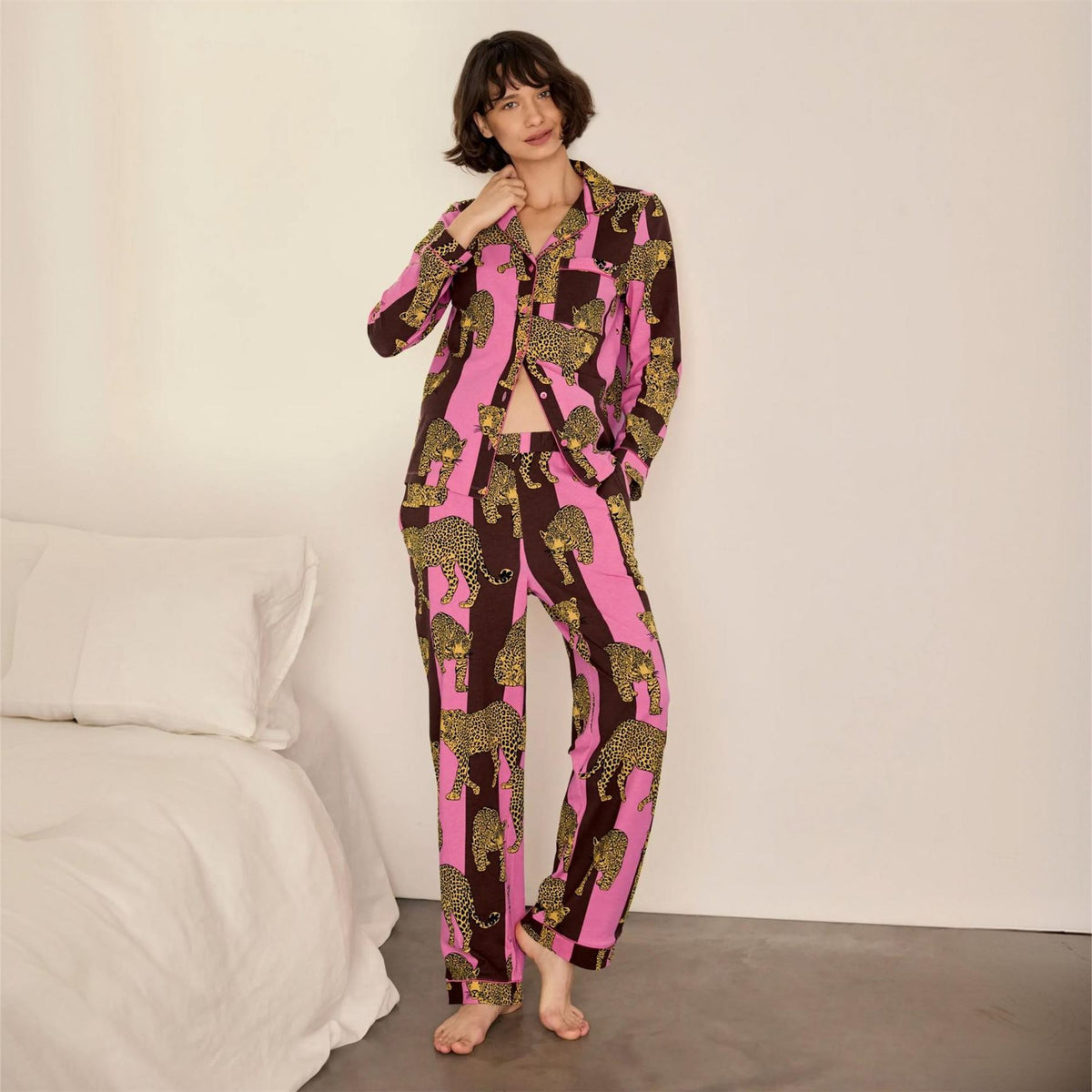Chelsea Peers Long Sleeve Satin Shirt And Trousers Pyjama Set