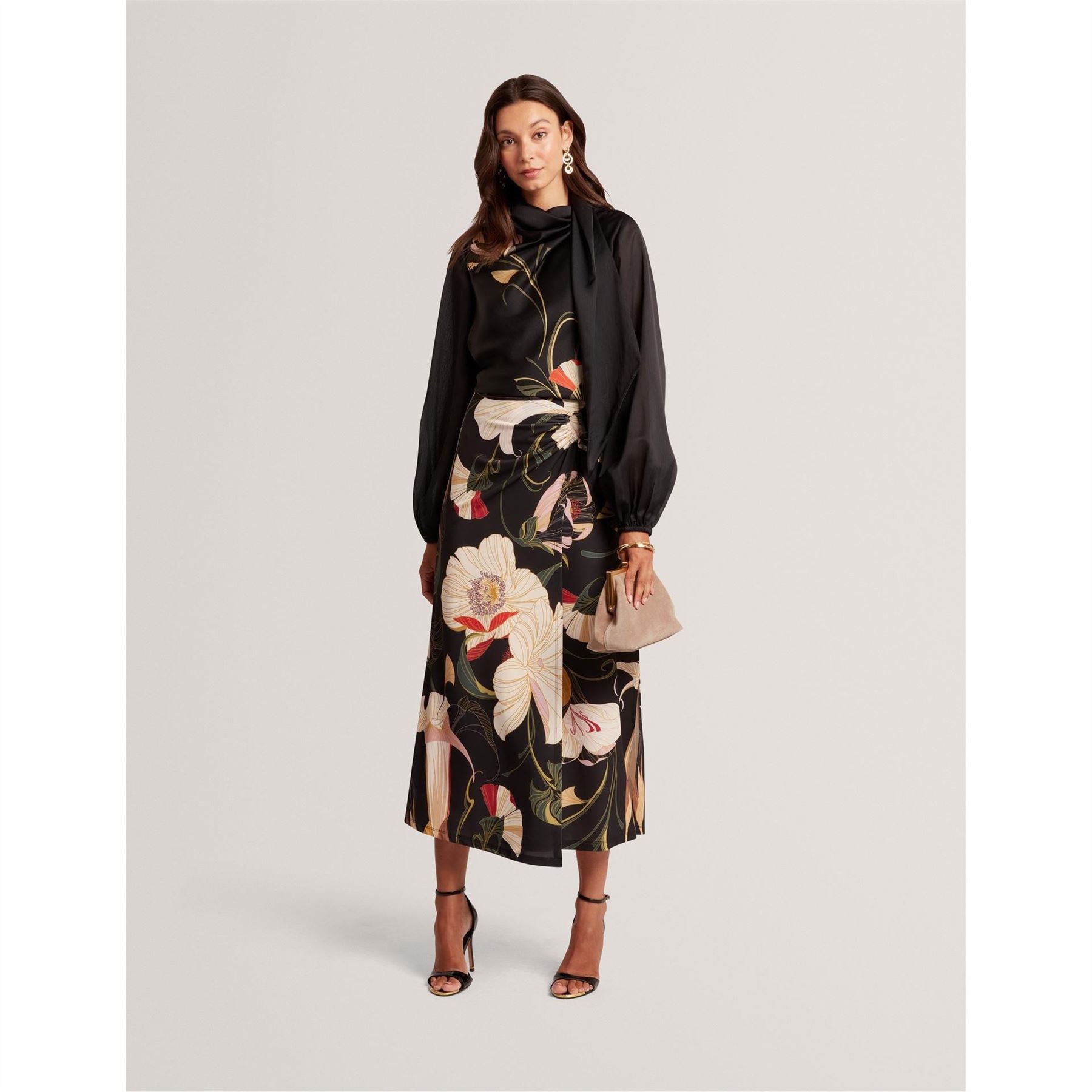 Ted Baker Tie Neck Bishop Sleeve Blouse