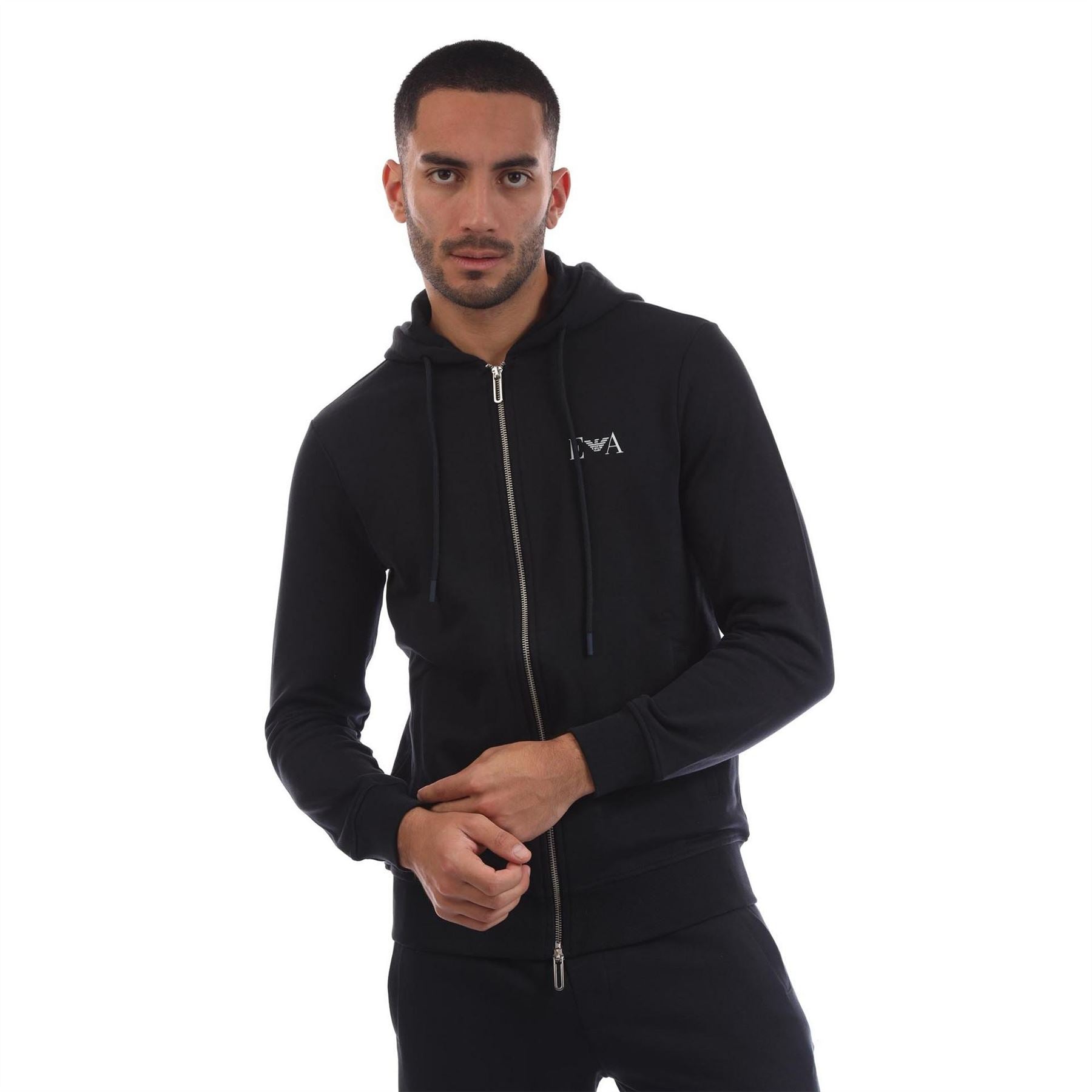 Emporio Armani Hooded Neck Long Sleeve Sweatshirt with Zipper Pocket