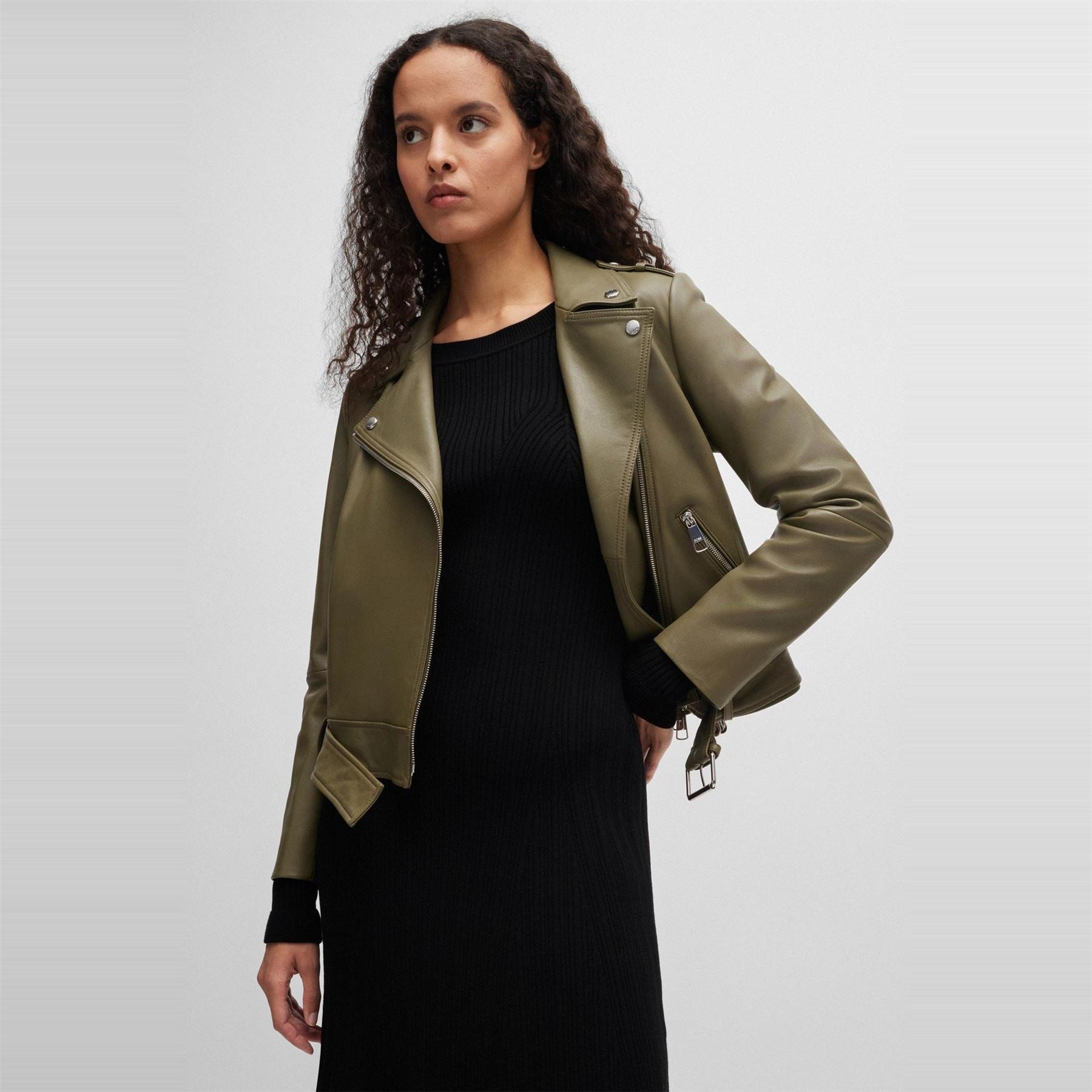 Boss Crew Neck Long Sleeve Knee Length Sweater Dress