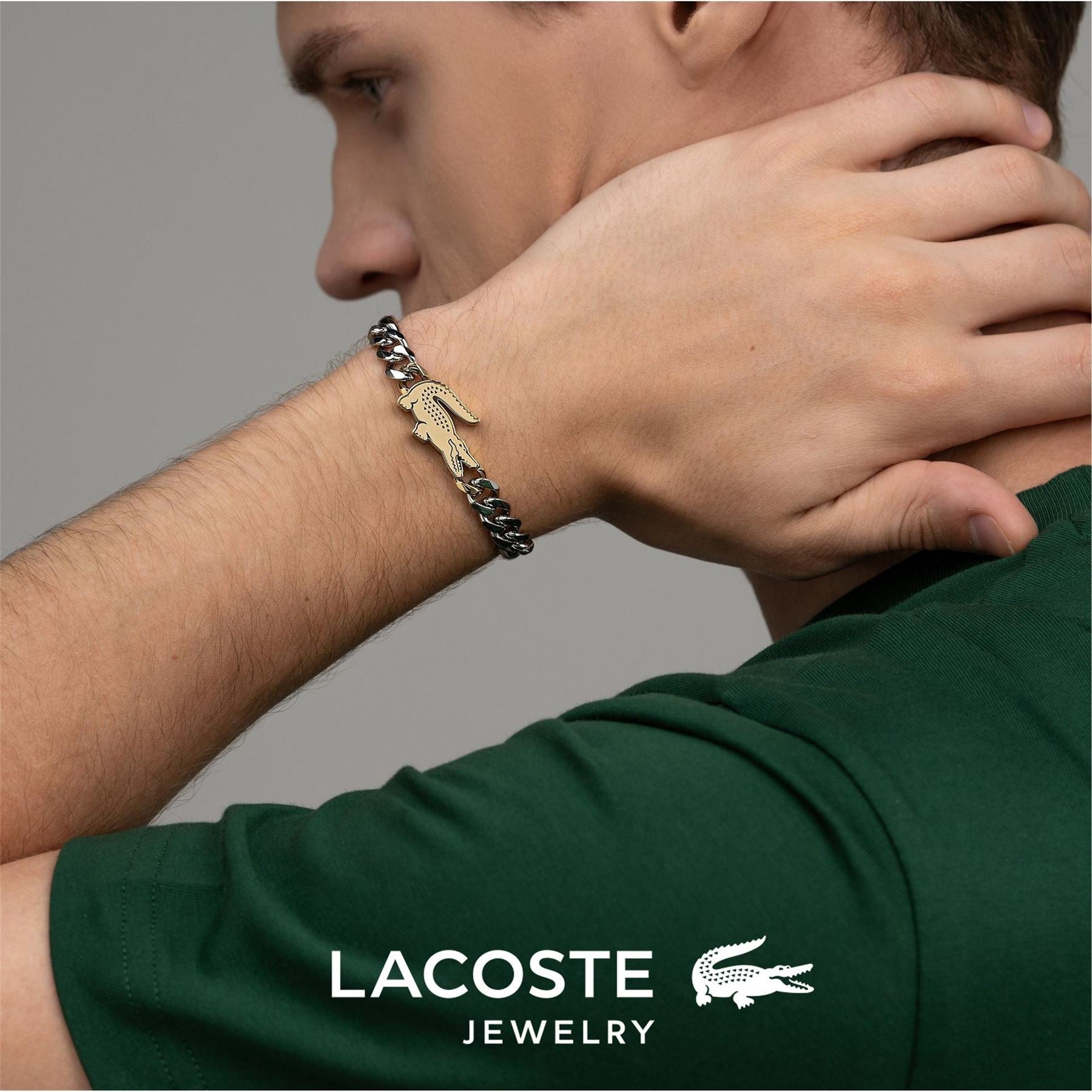 Lacoste Mens Arthor Crocodile Curb Chain Bracelet