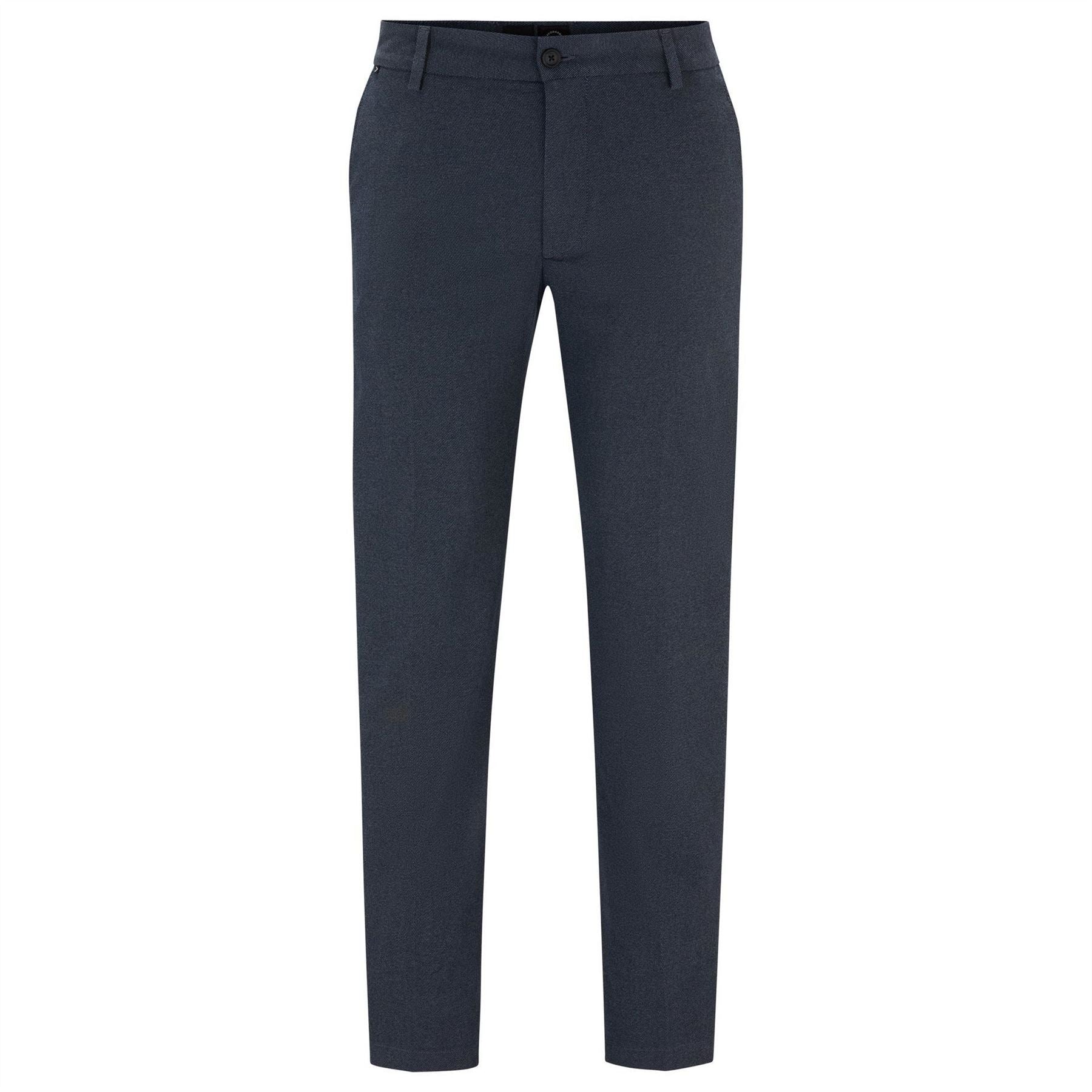 Boss Solid Patterned Straight Leg Trousers