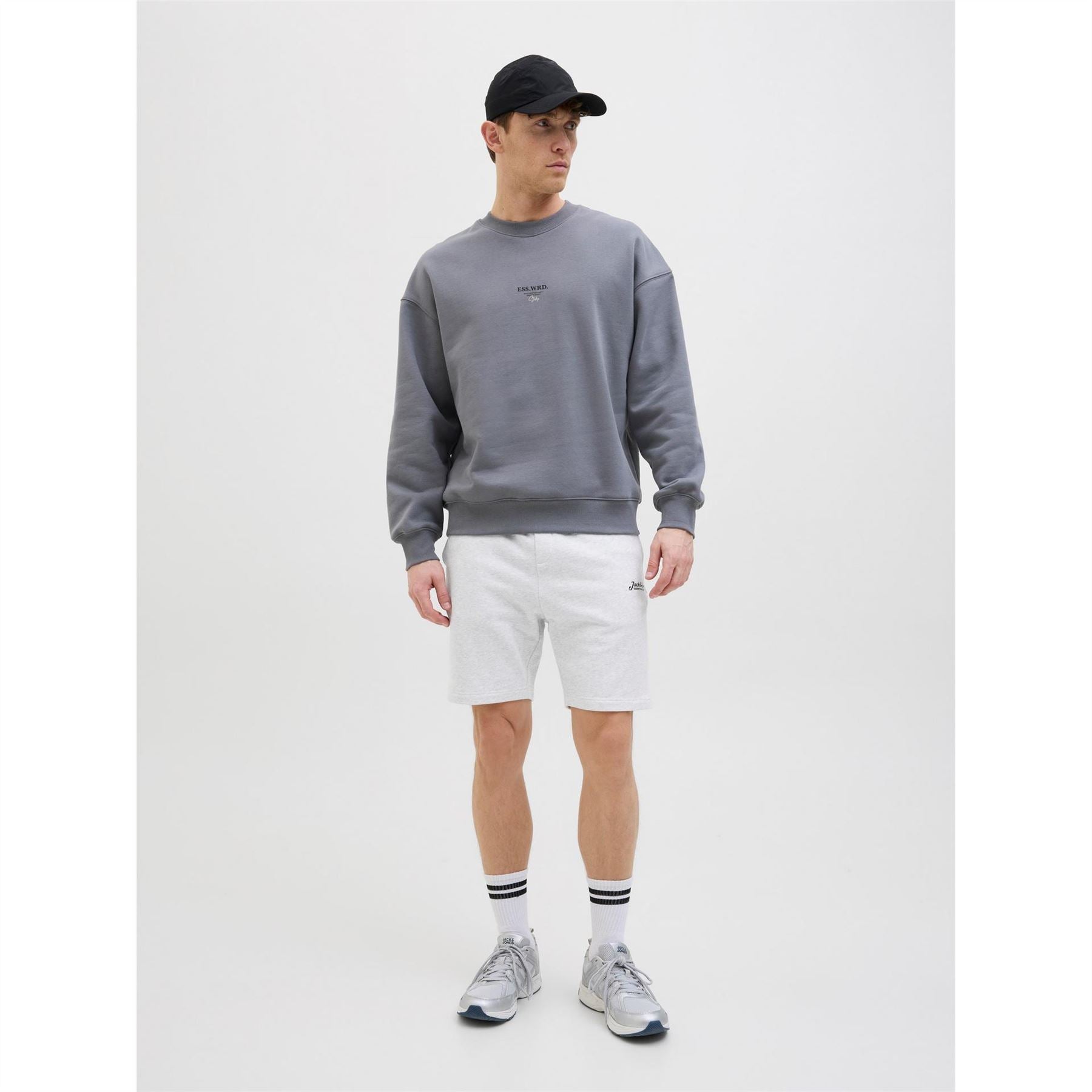 Jack and Jones Solid Bermuda Sweat Shorts with Elasticated Waistband