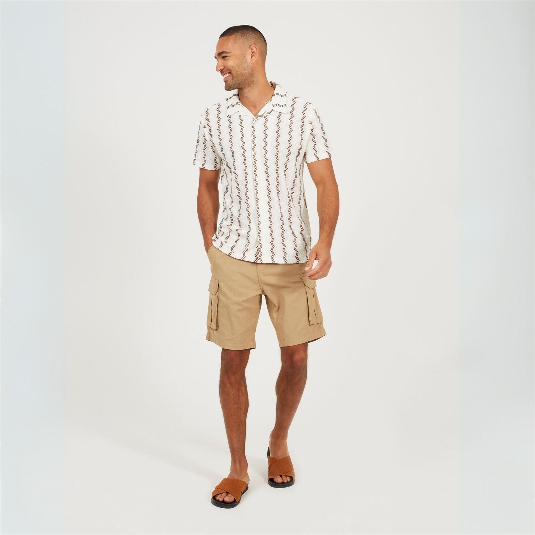 Brave Soul Mens Cotton Canvasas Cargo Shorts