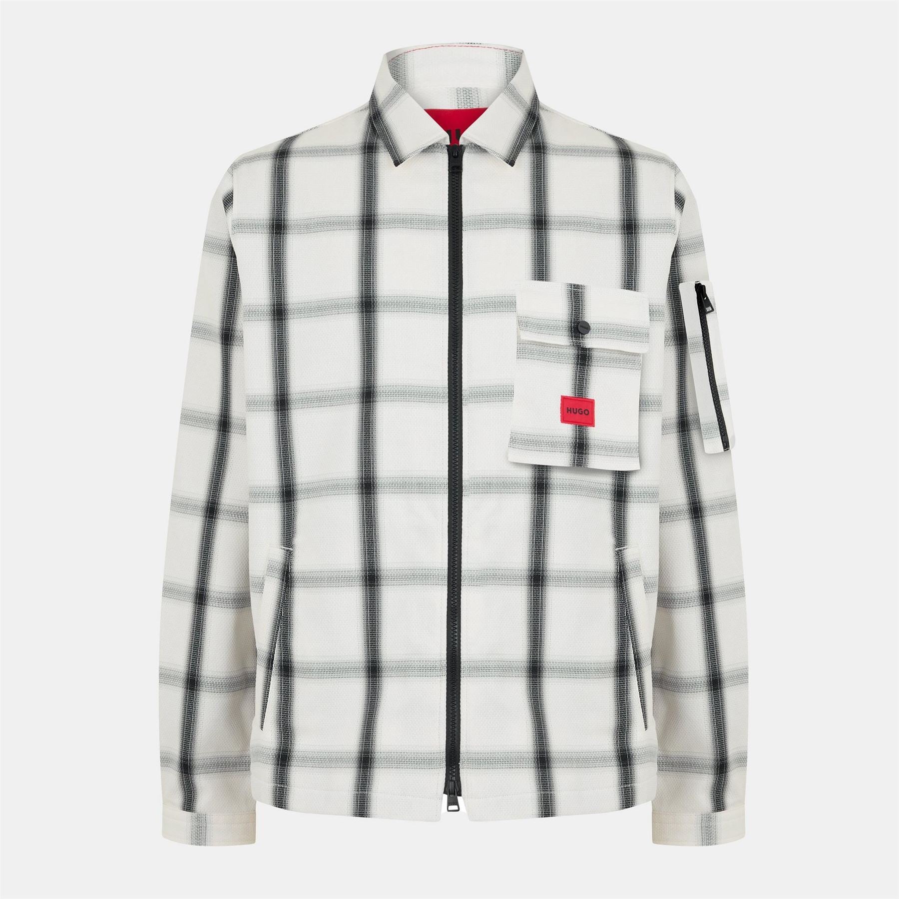 Hugo HUGO Emmond Cotton Long Sleeve Zip Overshirt   Contemporary Design with Logo Detail