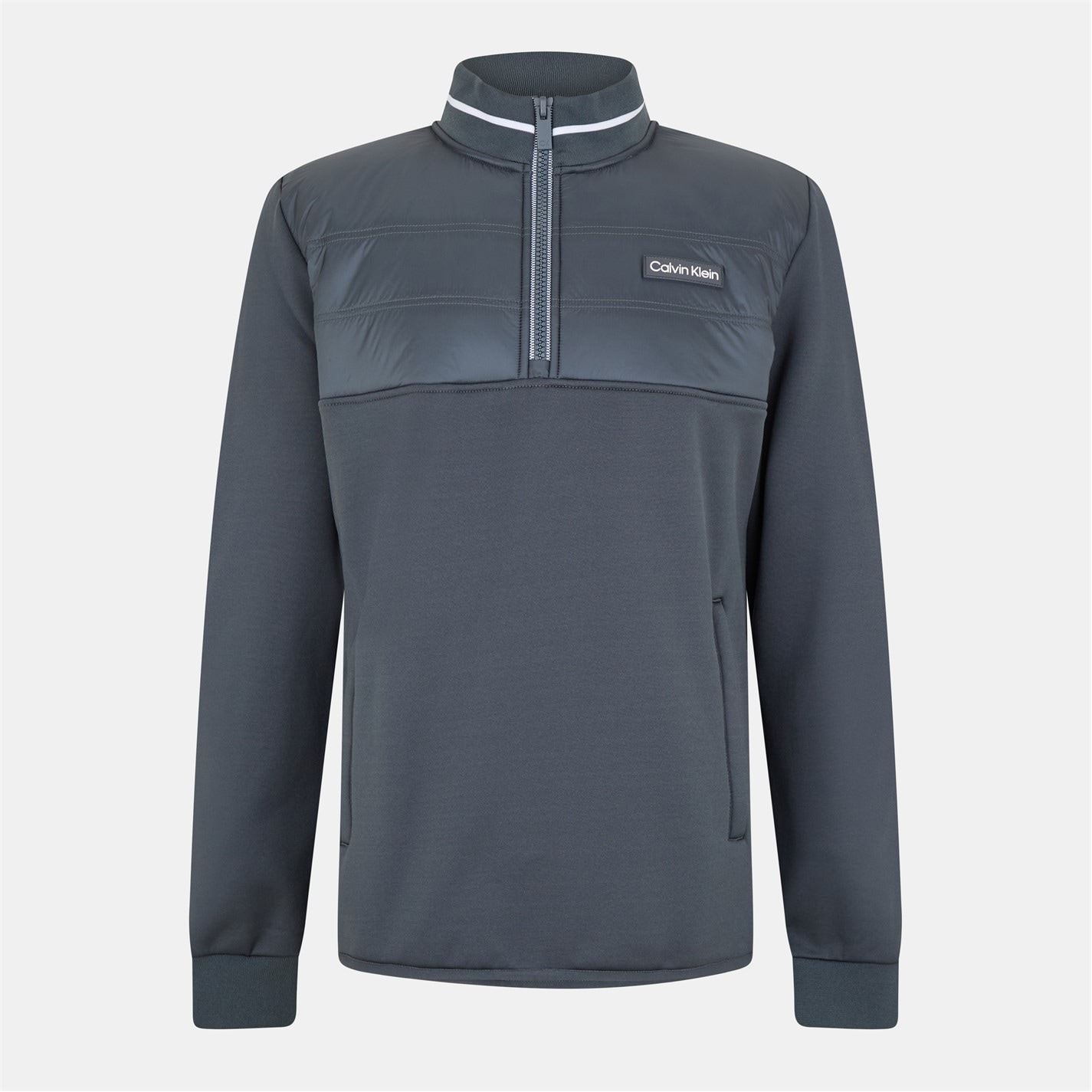 Calvin Klein Golf Solid Patterned Ribbed Cuff Sweatshirt Jacket