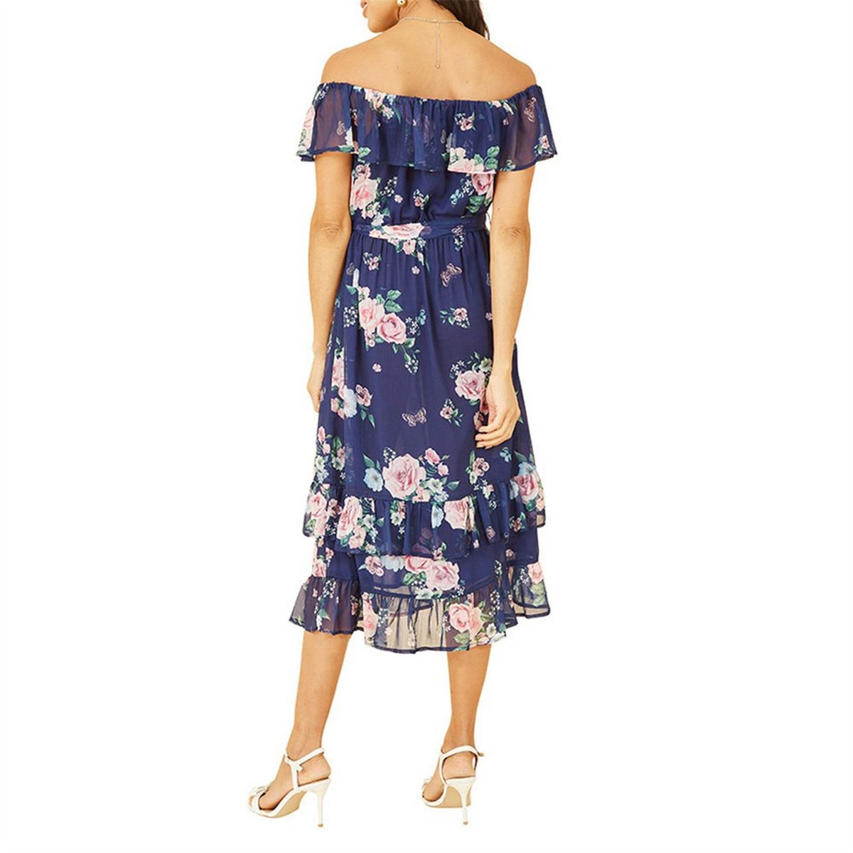 Yumi Floral Off-The-Shoulder Midi A-Line Dress