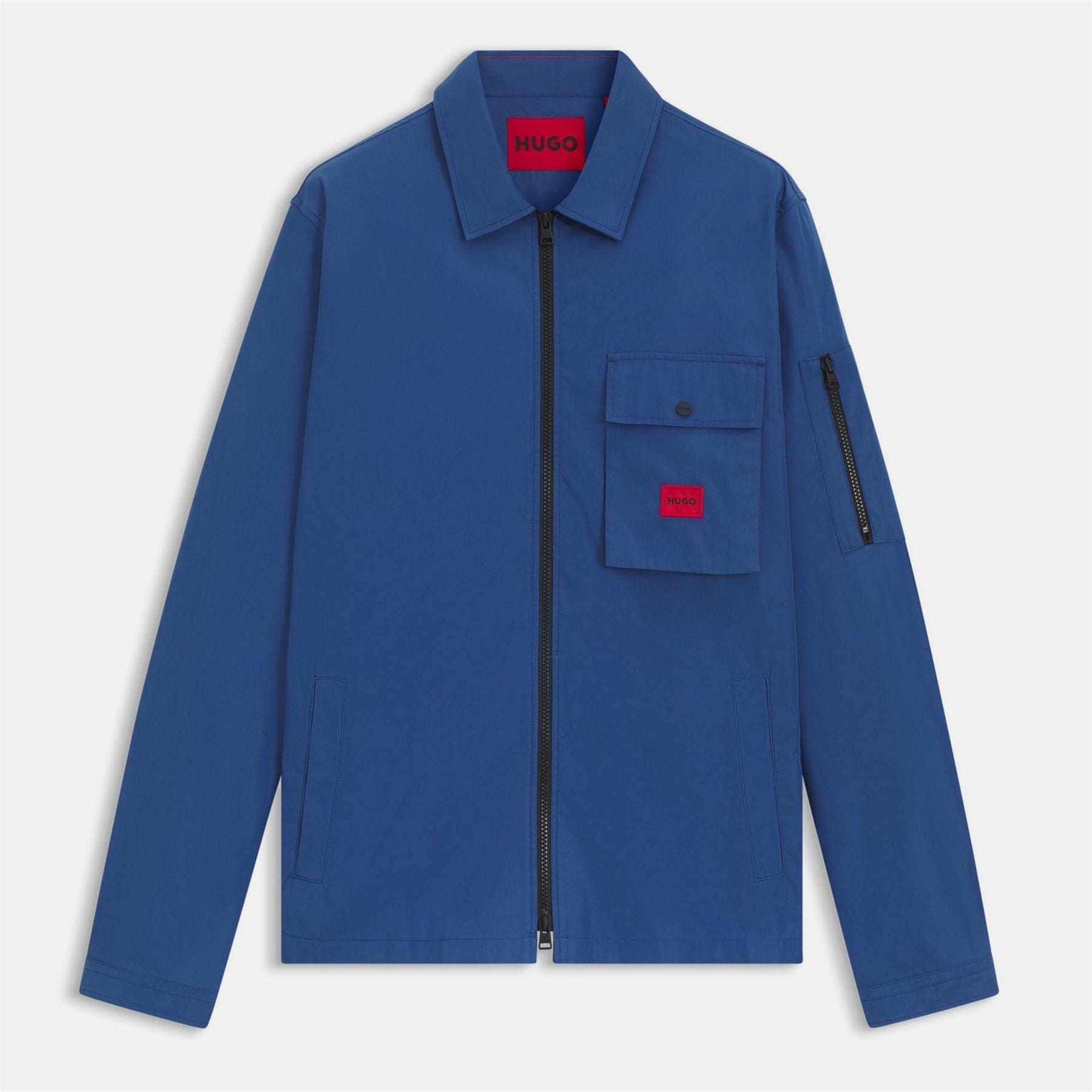 Hugo HUGO Emmond Cotton Long Sleeve Zip Overshirt   Contemporary Design with Logo Detail