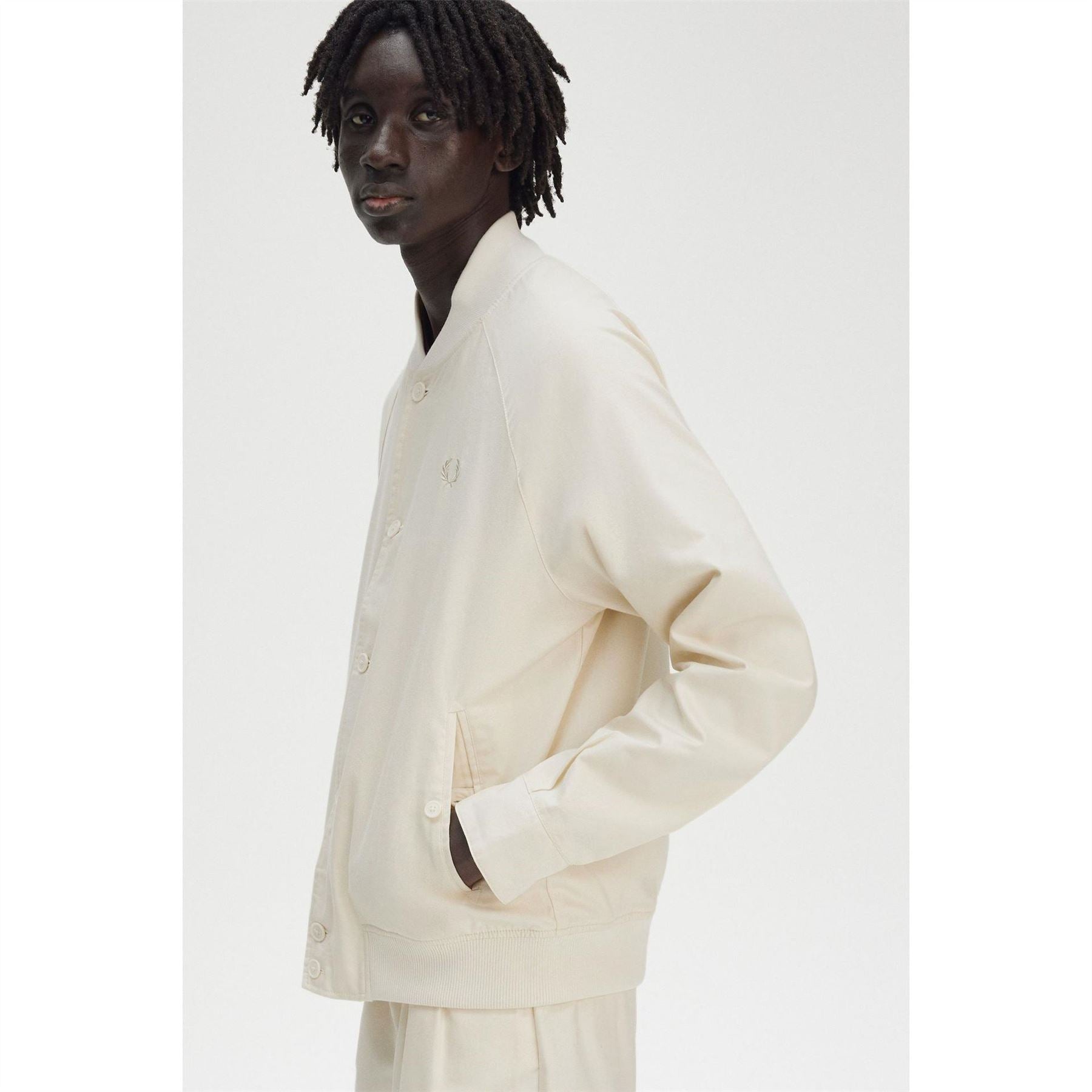 Fred Perry Twill Tennis Cotton Button Up Varsity Jacket