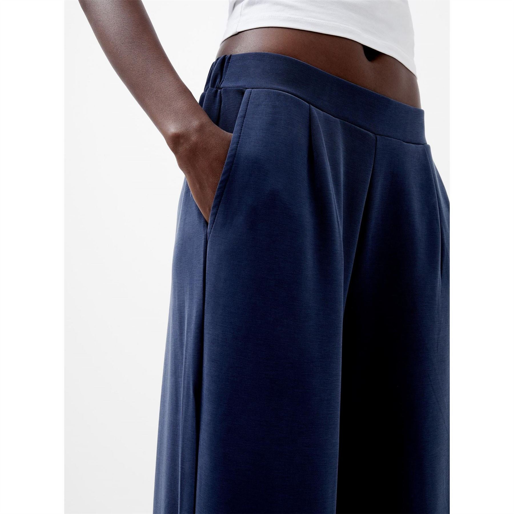 French Connection Solid Patterned Wide Leg Trousers