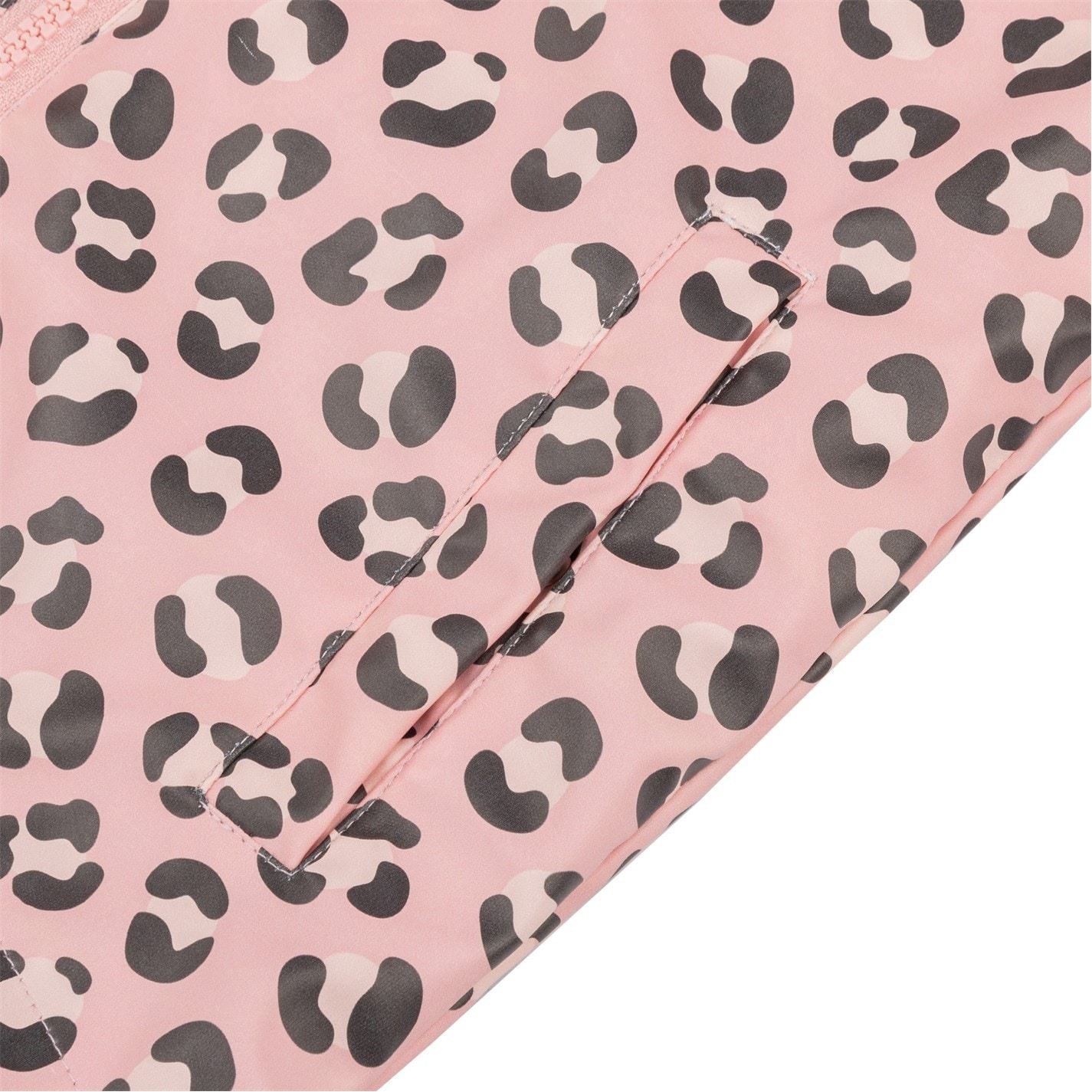 Gelert Leopard Patterned Hooded Snap Button Ribbed Cuff Rain Jacket