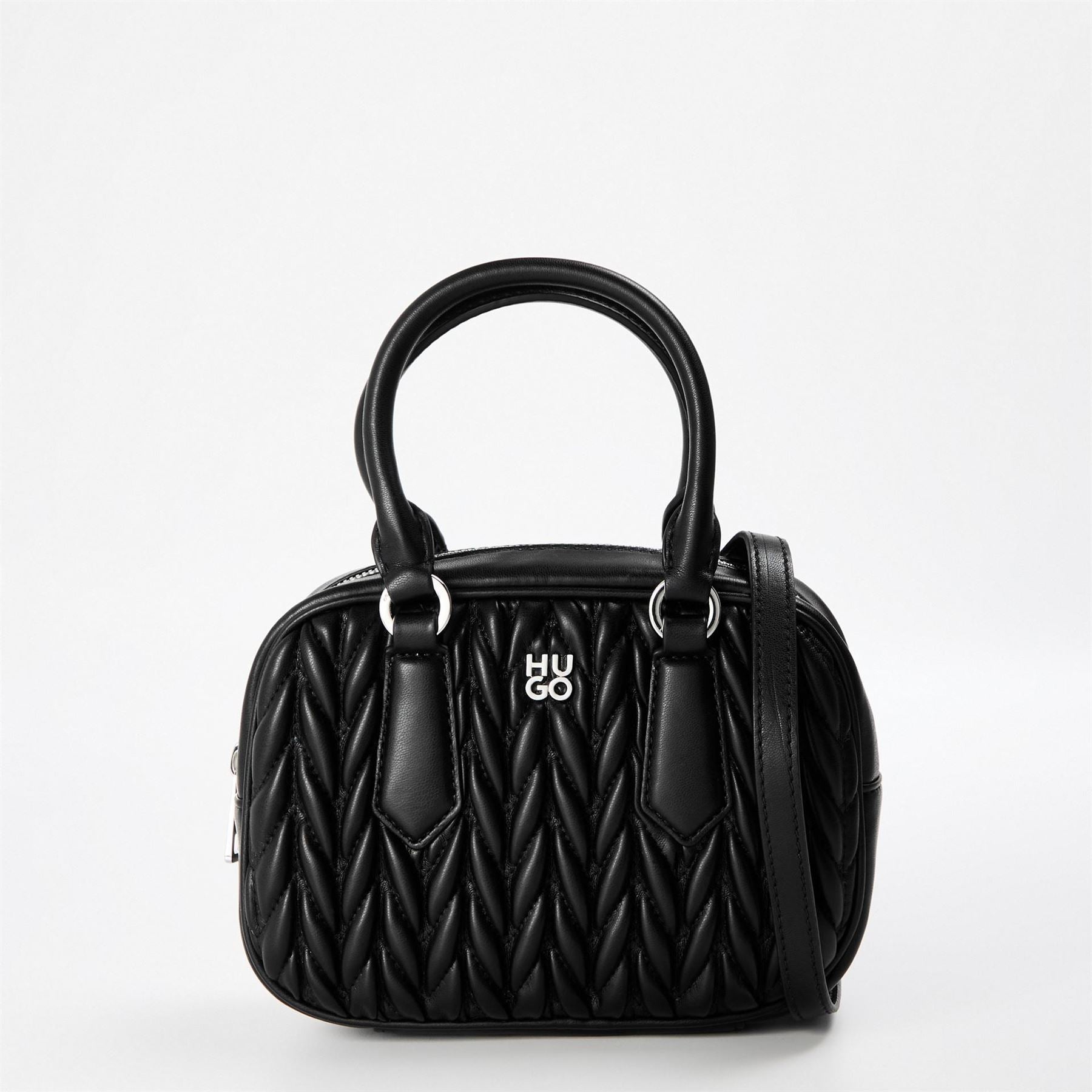 Hugo Textured Chris Boston Bag with Silver Tone Hardware