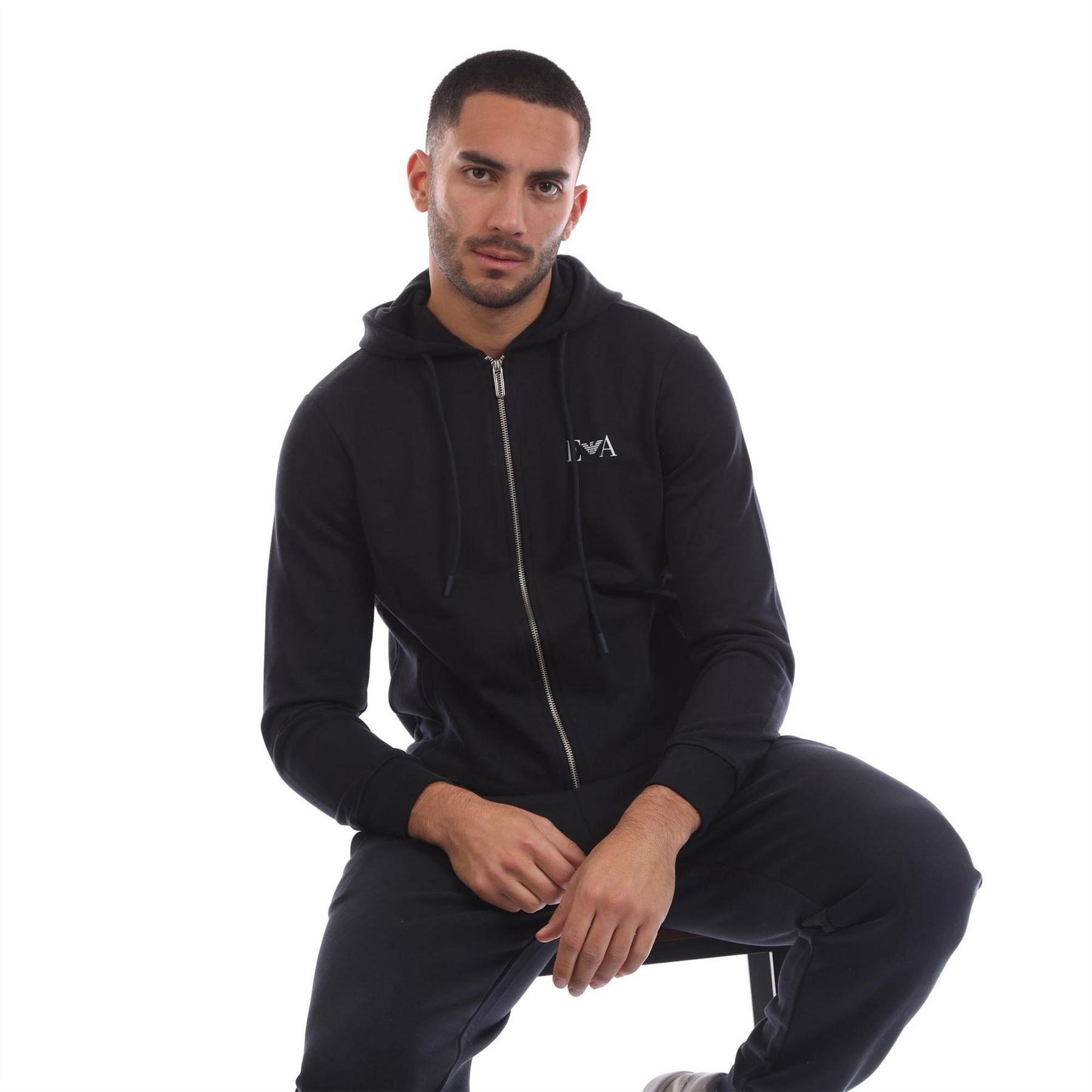 Emporio Armani Hooded Neck Long Sleeve Sweatshirt with Zipper Pocket