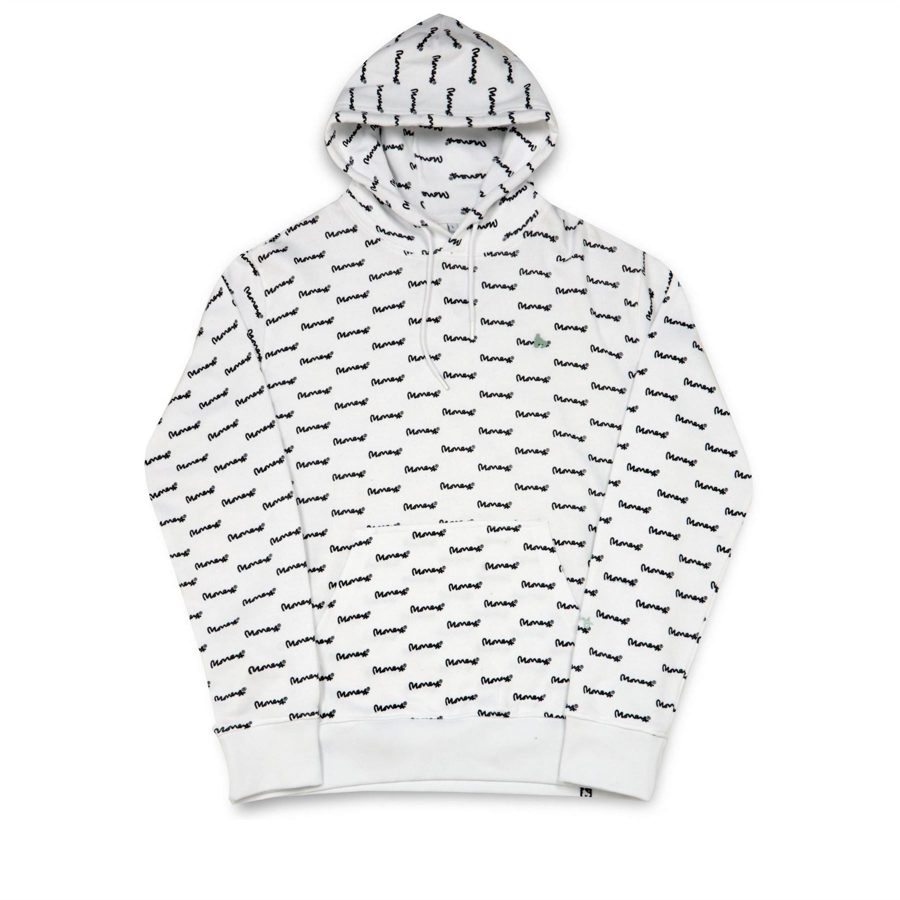 Money Signature Print Hooded Long Sleeve Sweatshirt