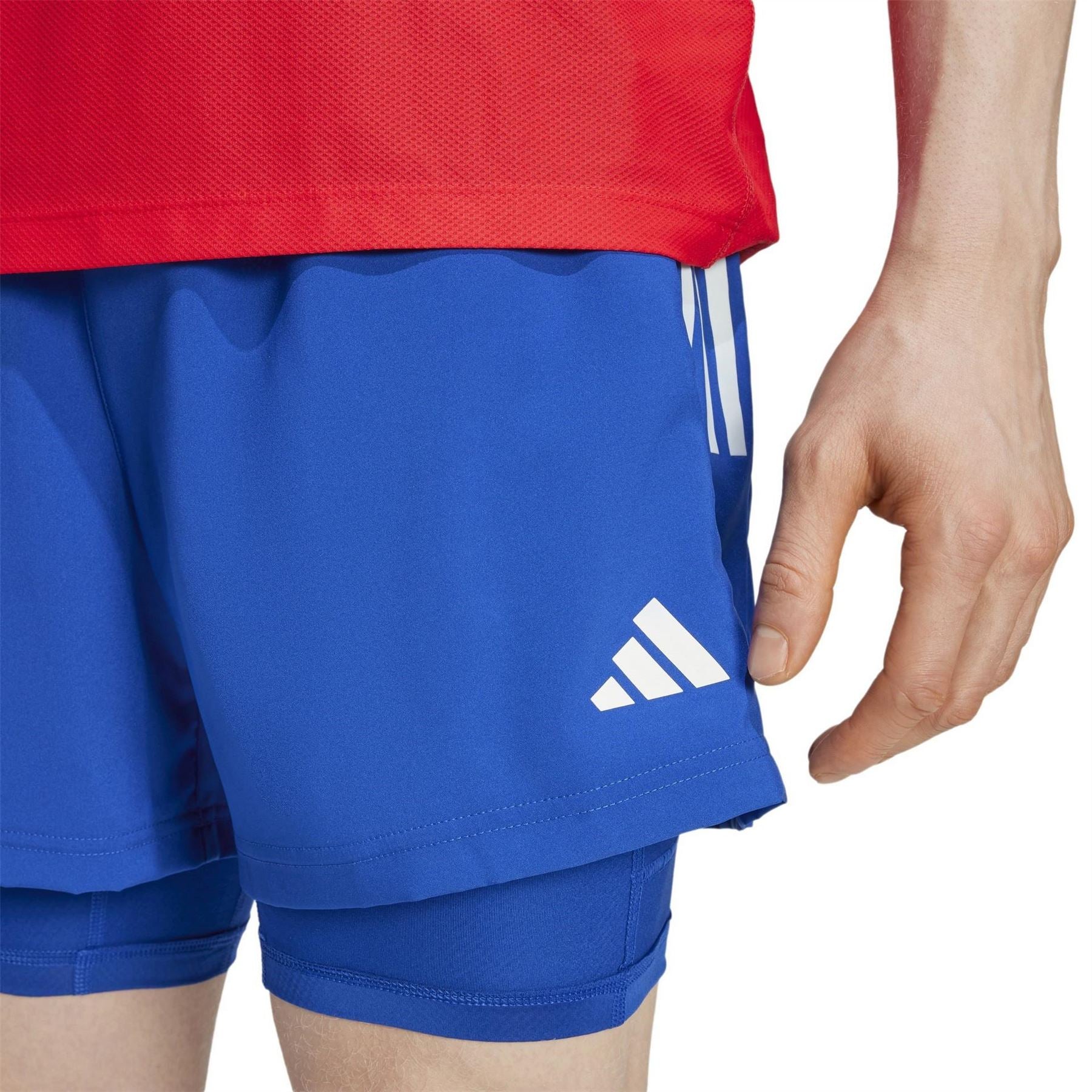 adidas Mens Own The Run 3 Stripes 2 In 1 Shorts