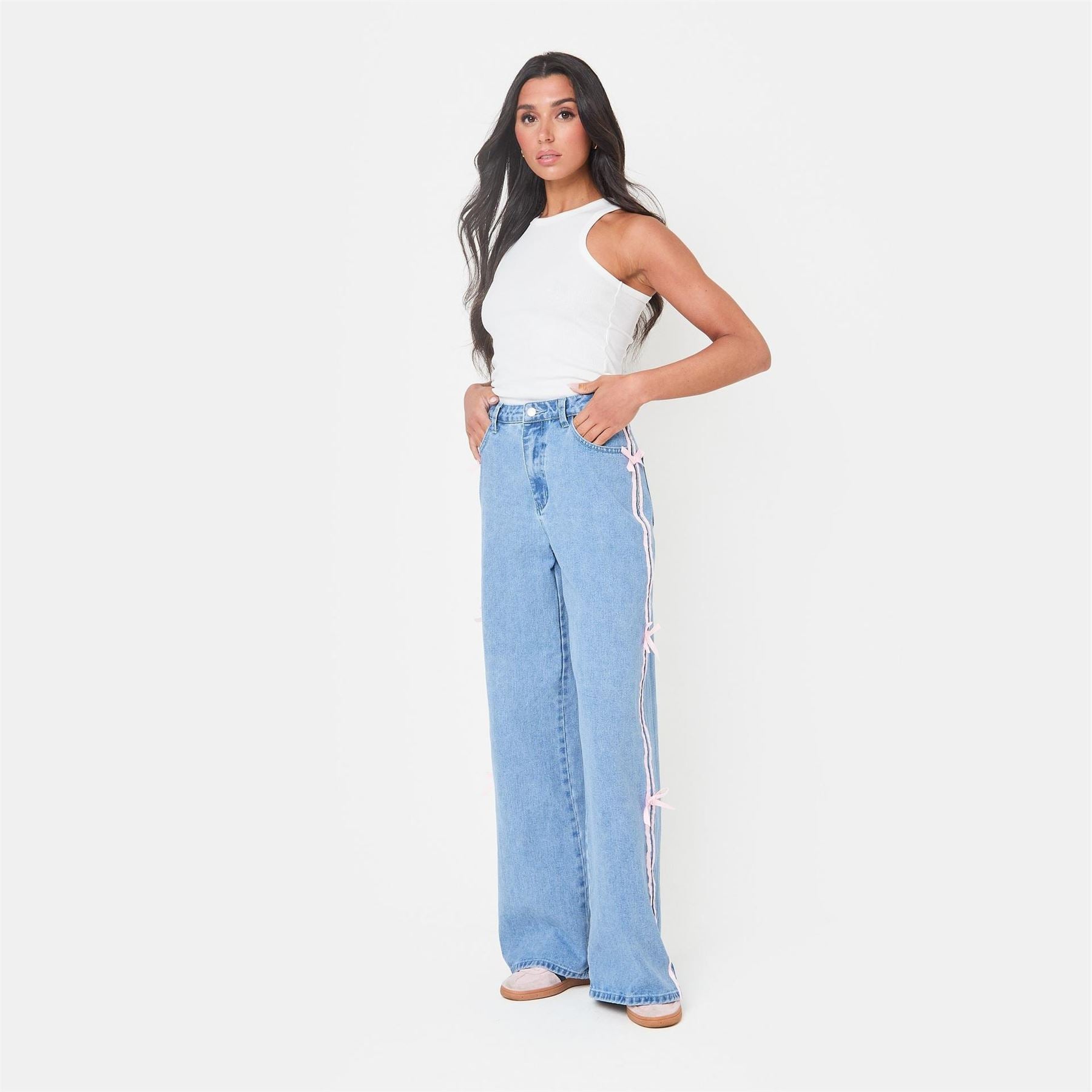 I Saw It First Side Wide Leg Jeans