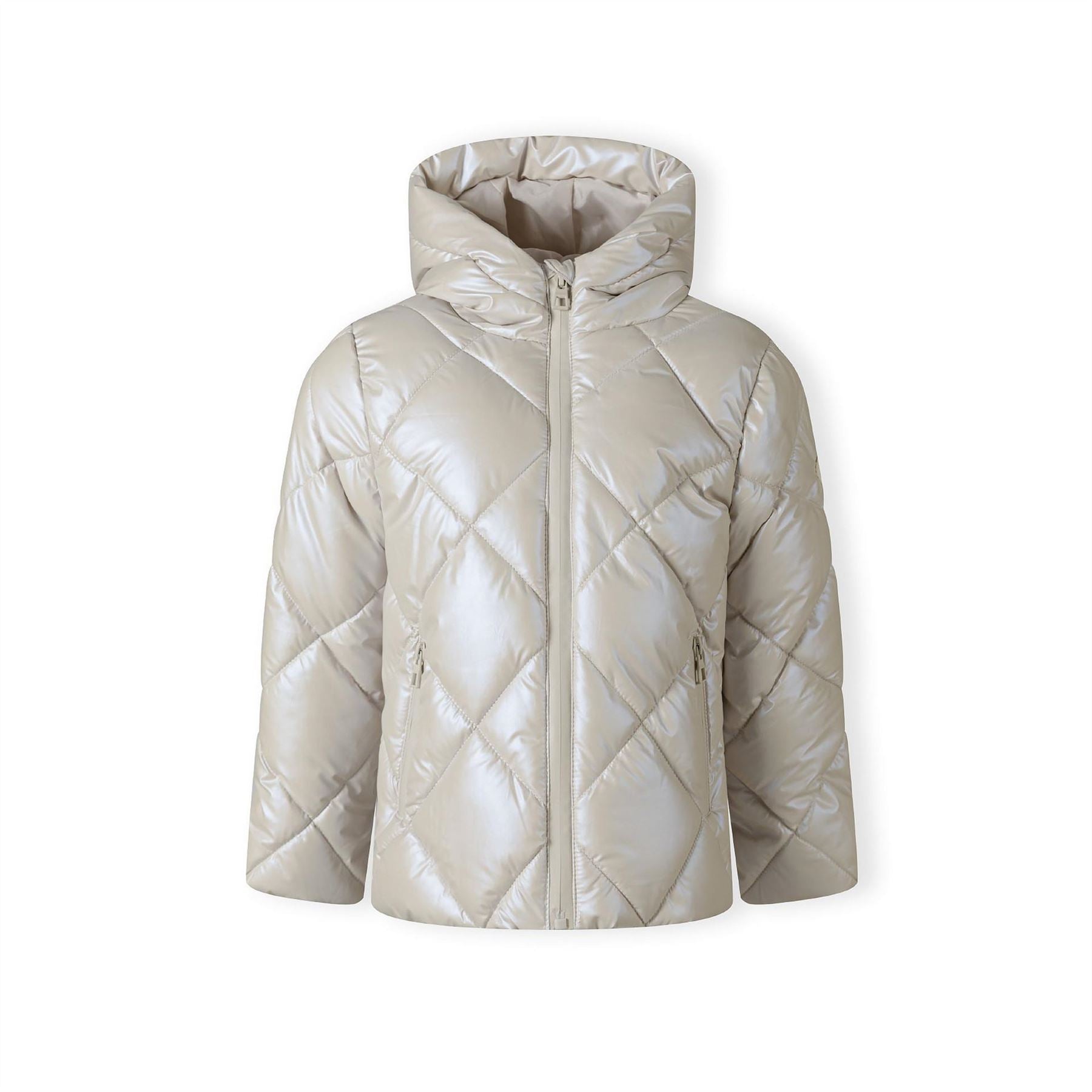 Minoti Girls Quilted Jacket With Hood And Zip Pockets Cream
