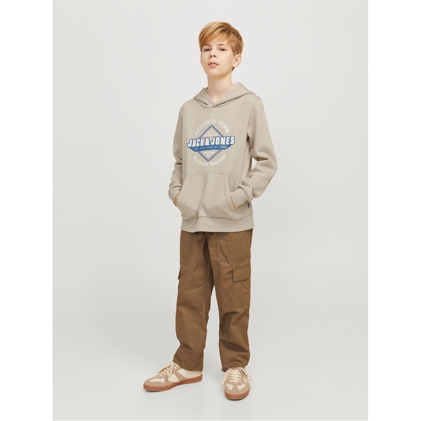 Jack and Jones Logo Print Hooded Neck Kangaroo Pocket Sweatshirt