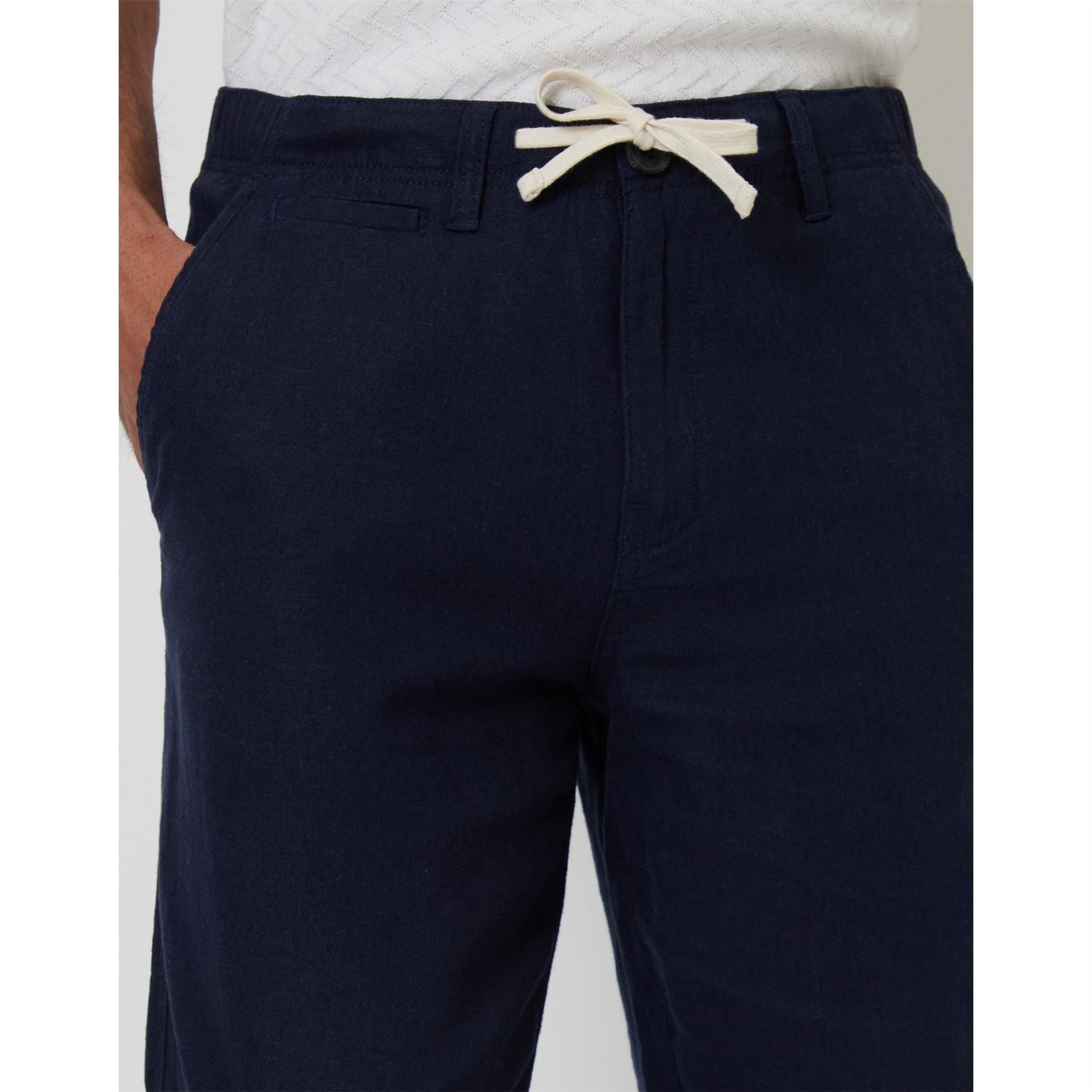 Threadbare Linen Solid Patterned Straight Trousers