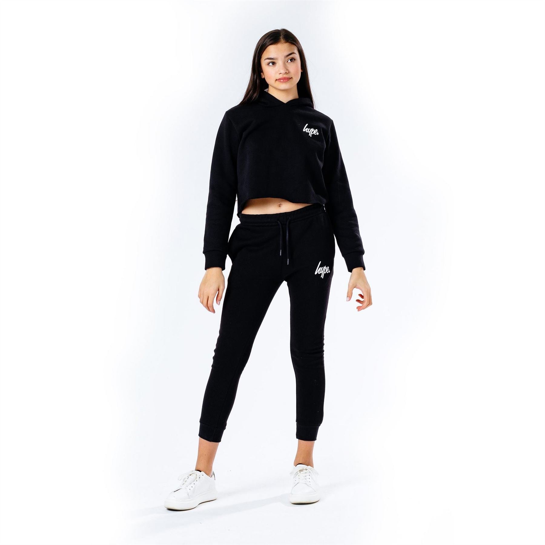 Hype Kids Crop Pullover Hoodie And Jogger Set