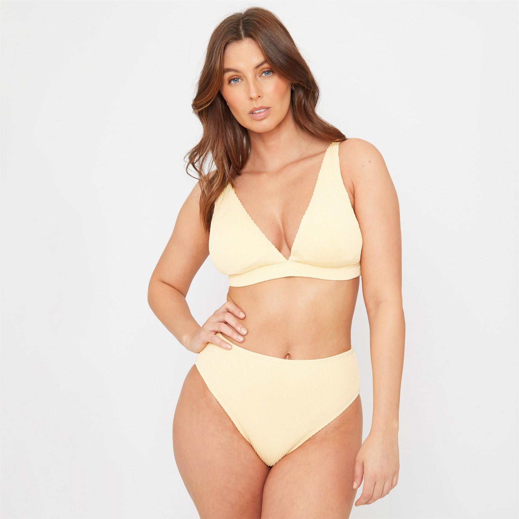 Be You Textured High Waist Bikini Bottoms