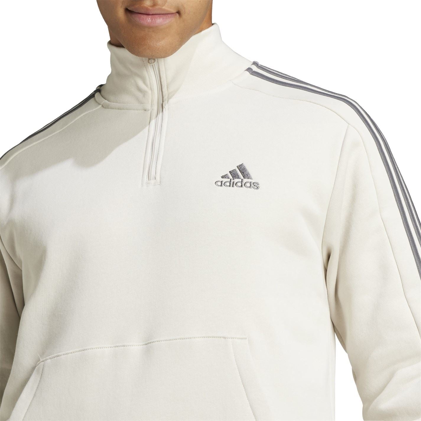 adidas Mens 3 Stripe Zip Top