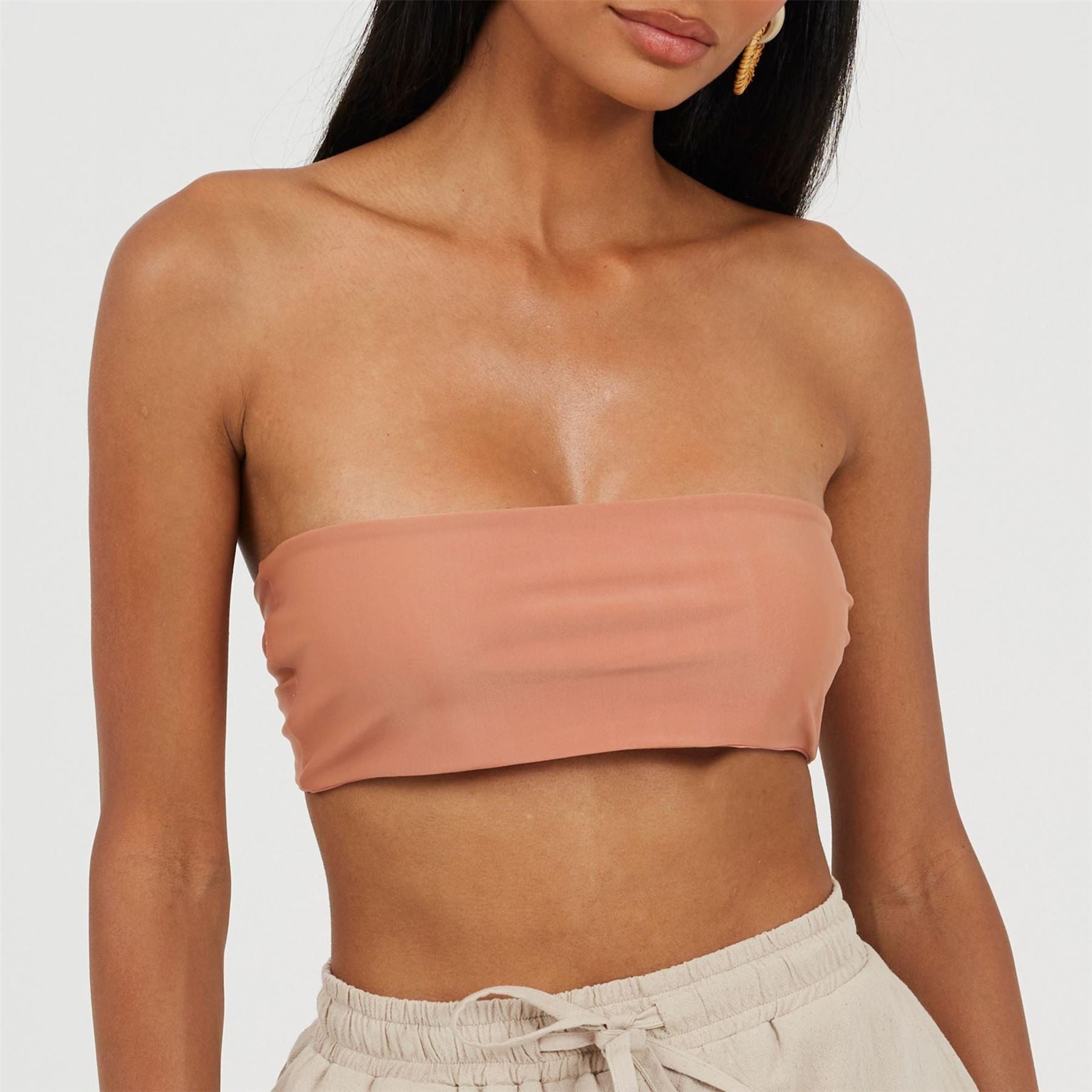 Brave Soul Bandeau Bikini Top with Tie Back