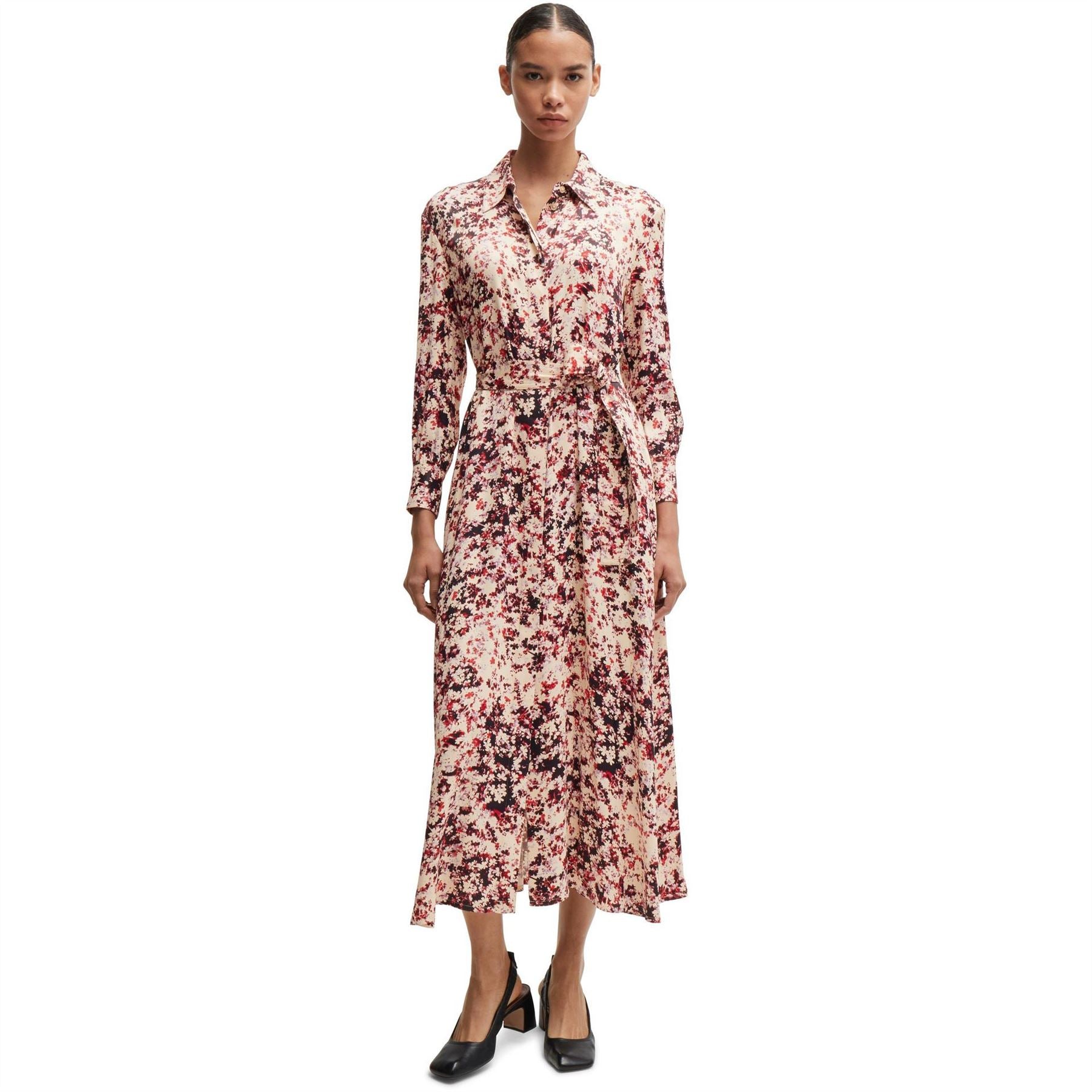 Boss Davivio3 Long Sleeve Midi Shirt Dress