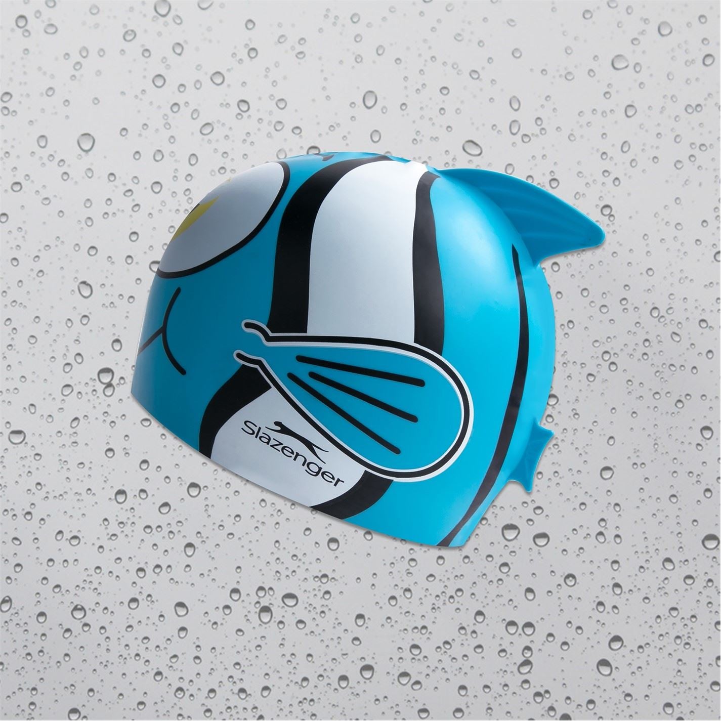Slazenger Fish Print Silicone Swimming Cap Childrens