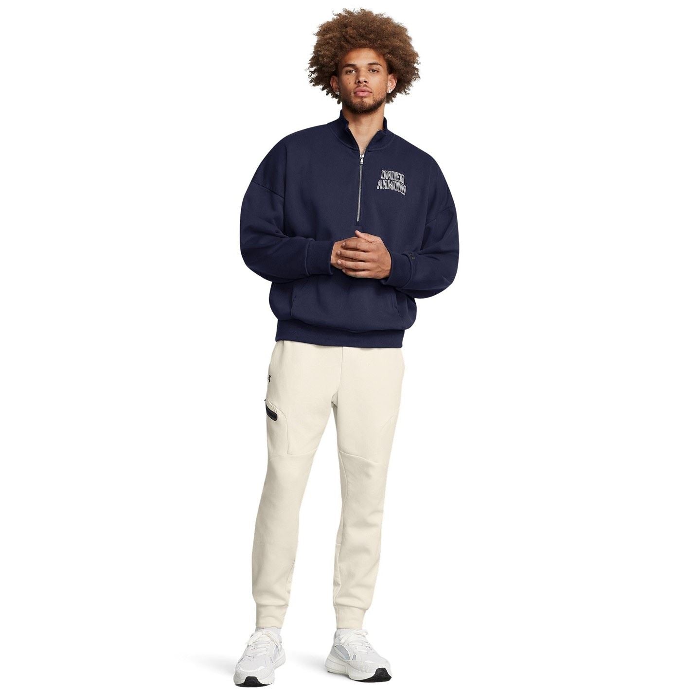 Under Armour Icon Zip Neck Ribbed Collar Long Sleeve Sweatshirt
