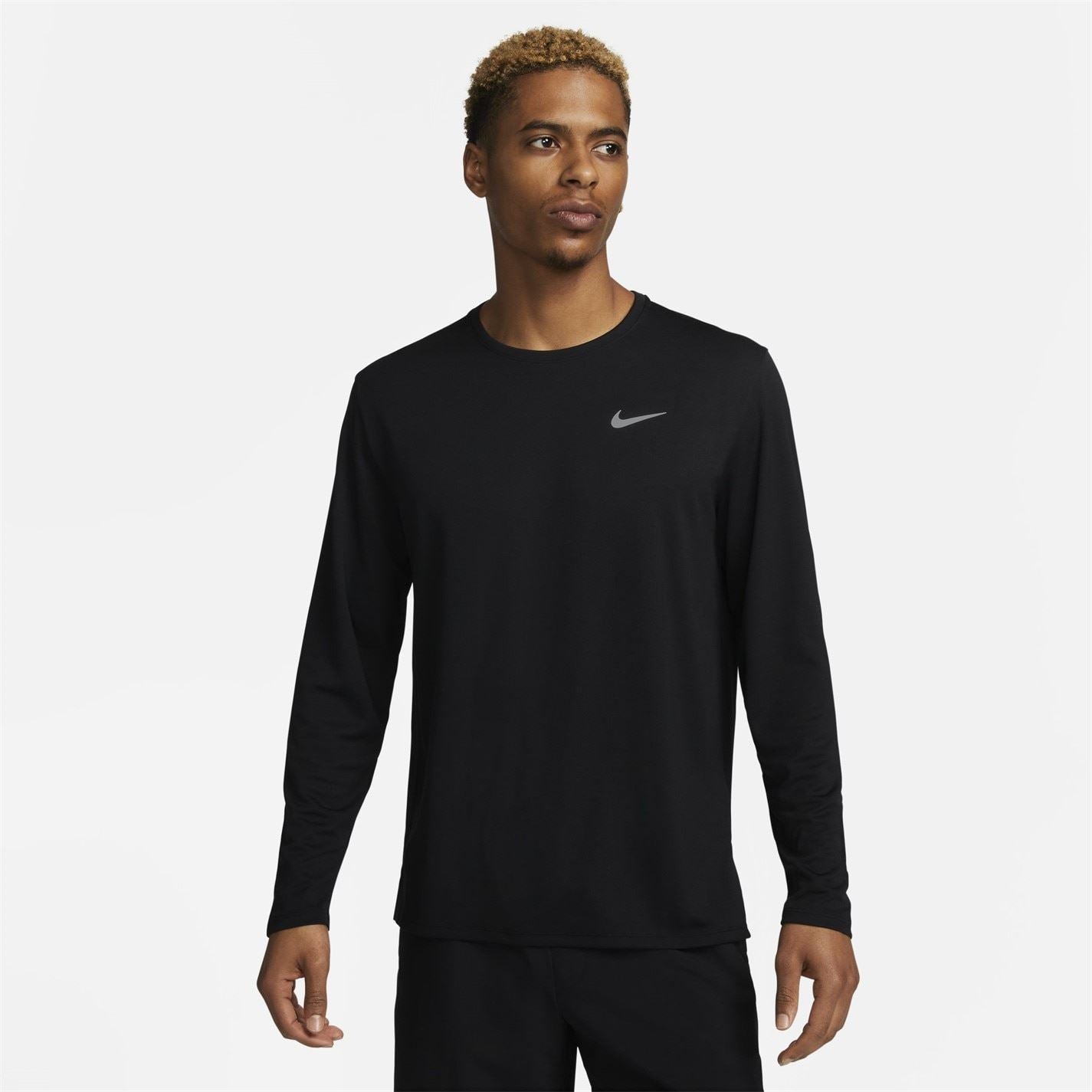 Nike Mens Miler Dri Fit Uv Long Sleeve Running Top
