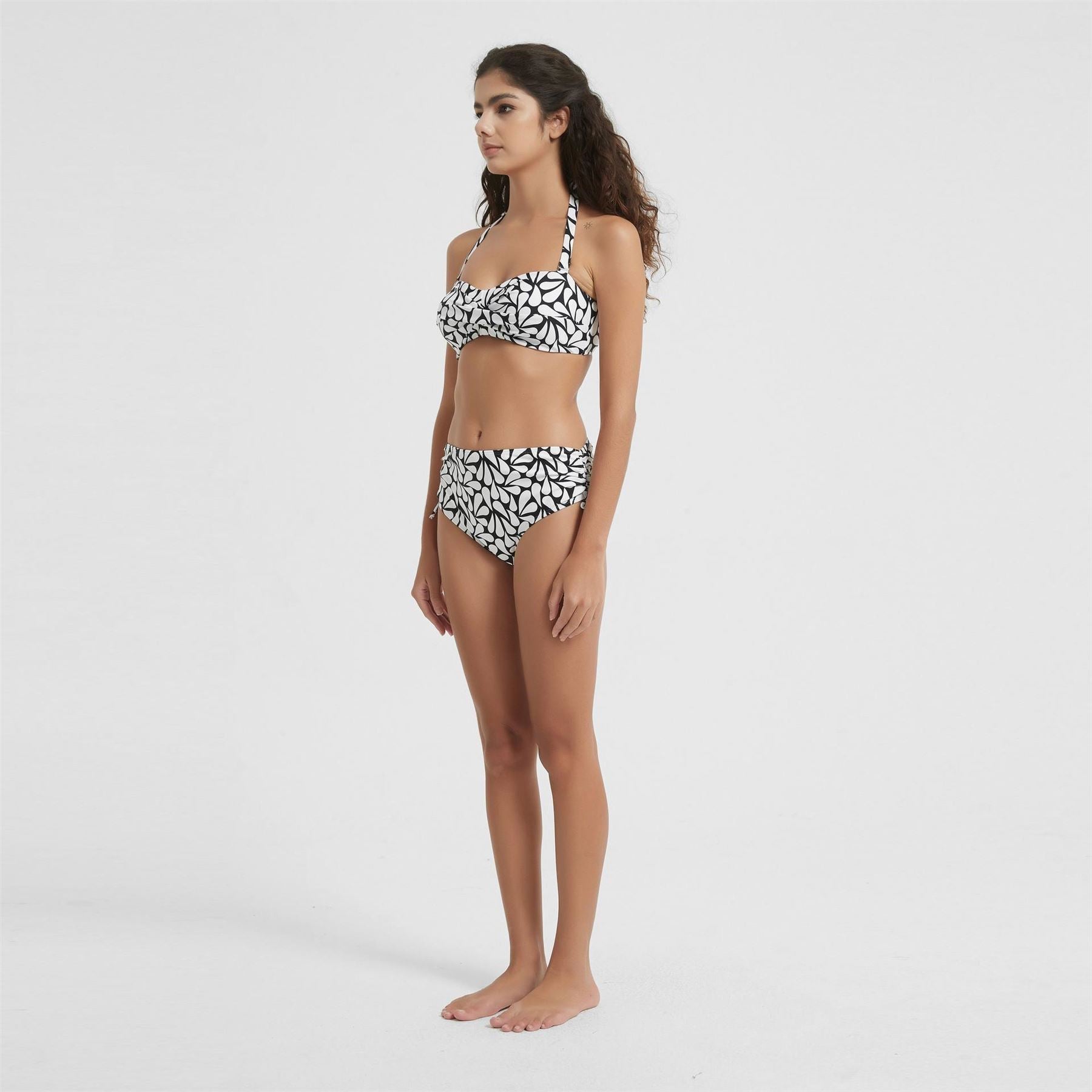 Be You Ruched Front High Waisted Bikini Bottoms