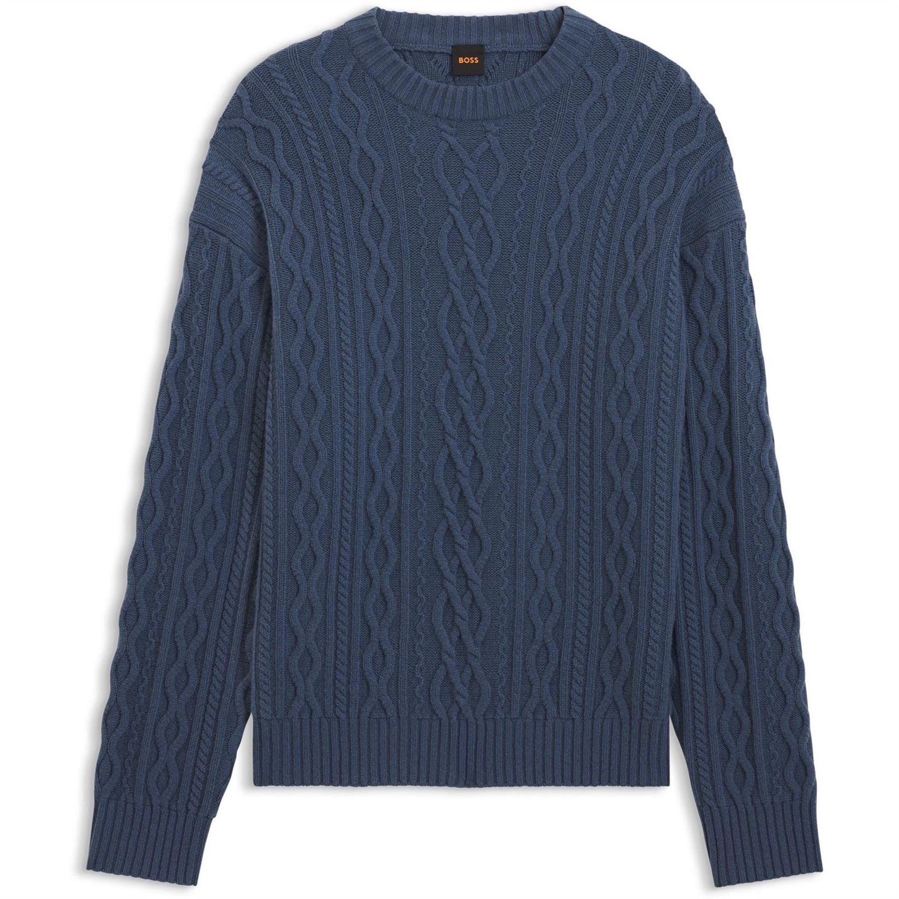 Boss Crew Neck Ribbed Collar Long Sleeve Sweater