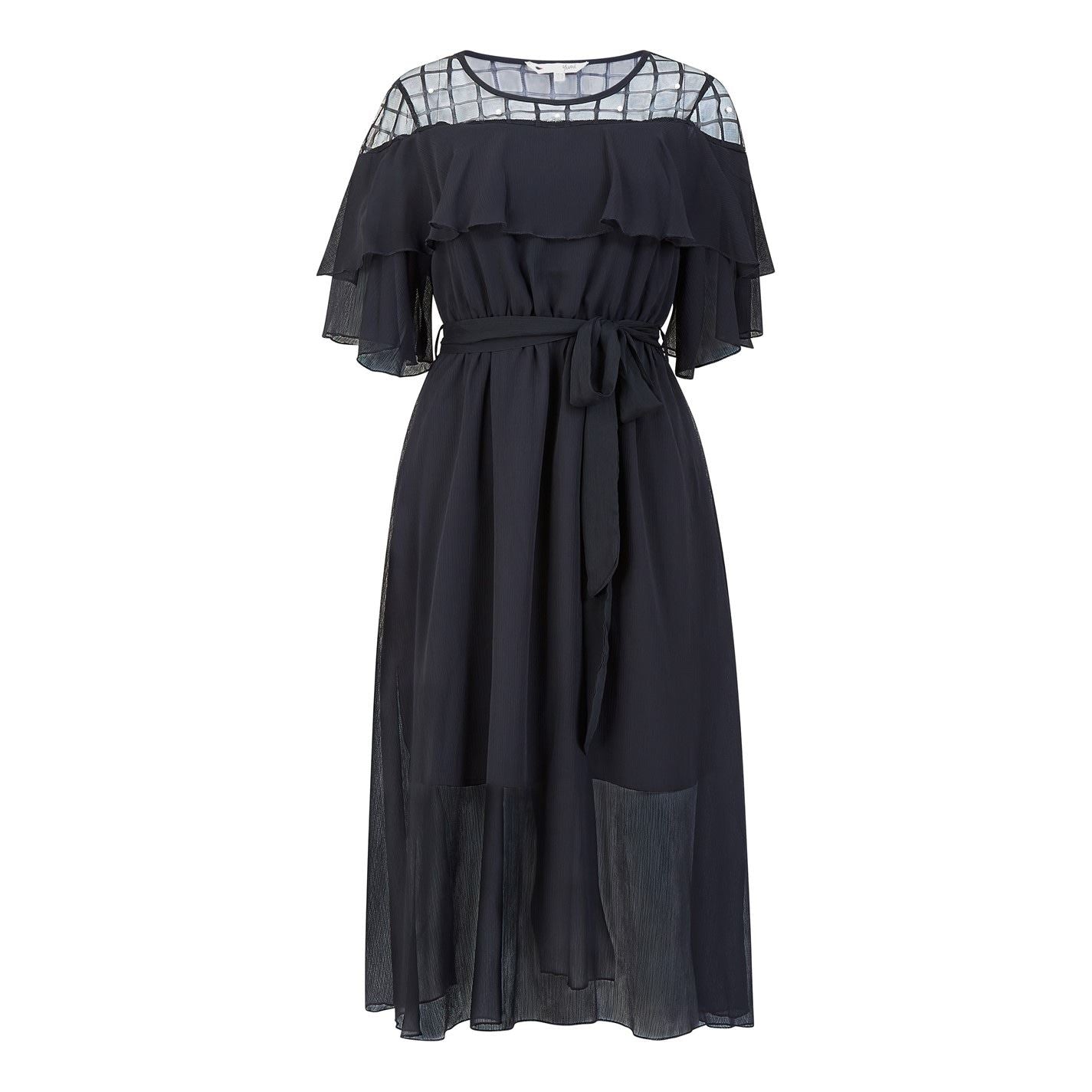 Yumi Frill Midi Dress In Black