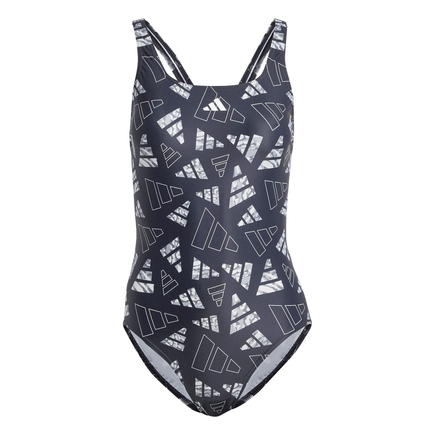 adidas Womens 3 Bar Logo Graphic Swimsuit